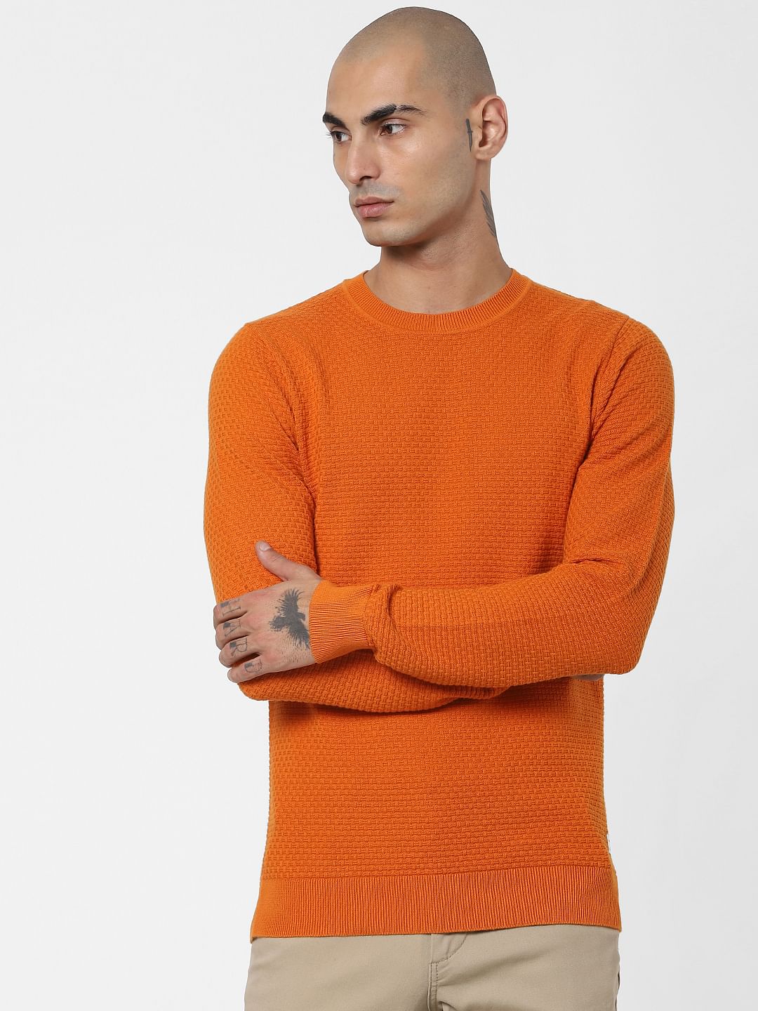 Orange Textured Pullover