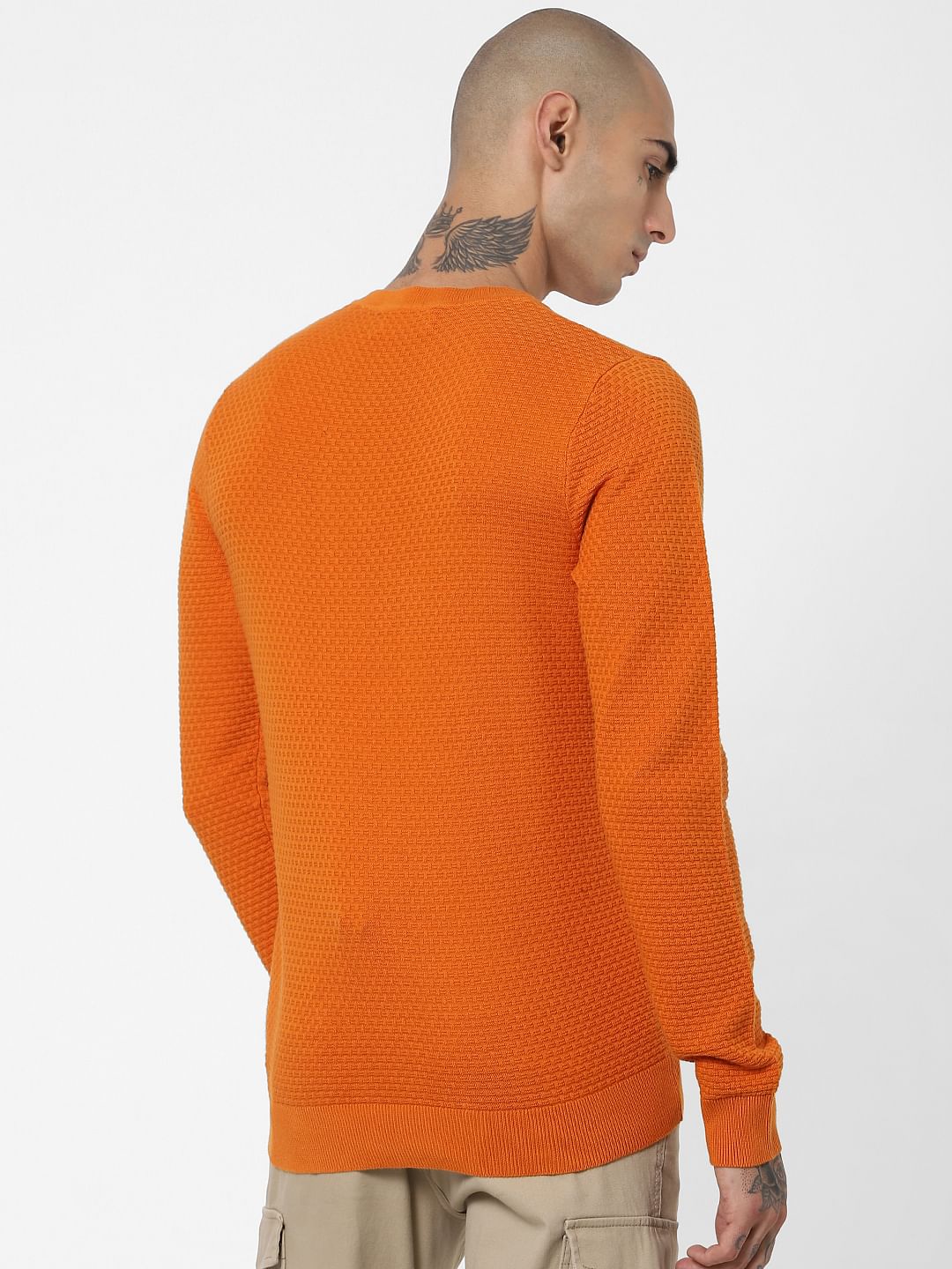 Orange Textured Pullover