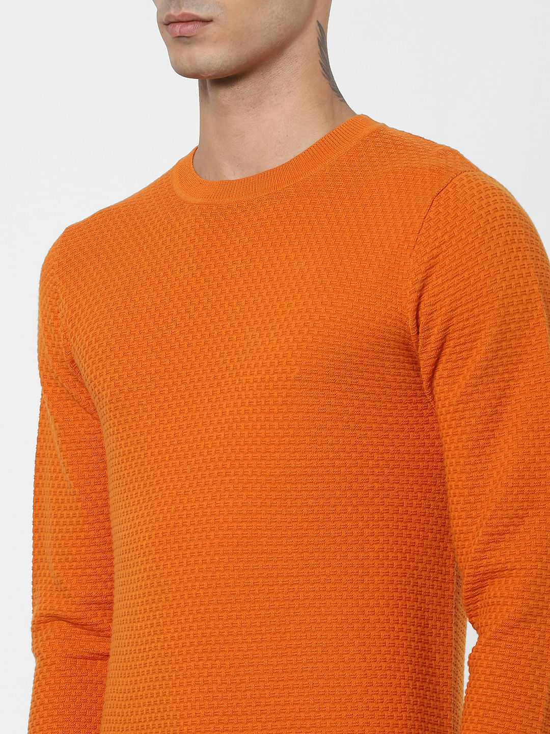 Orange Textured Pullover
