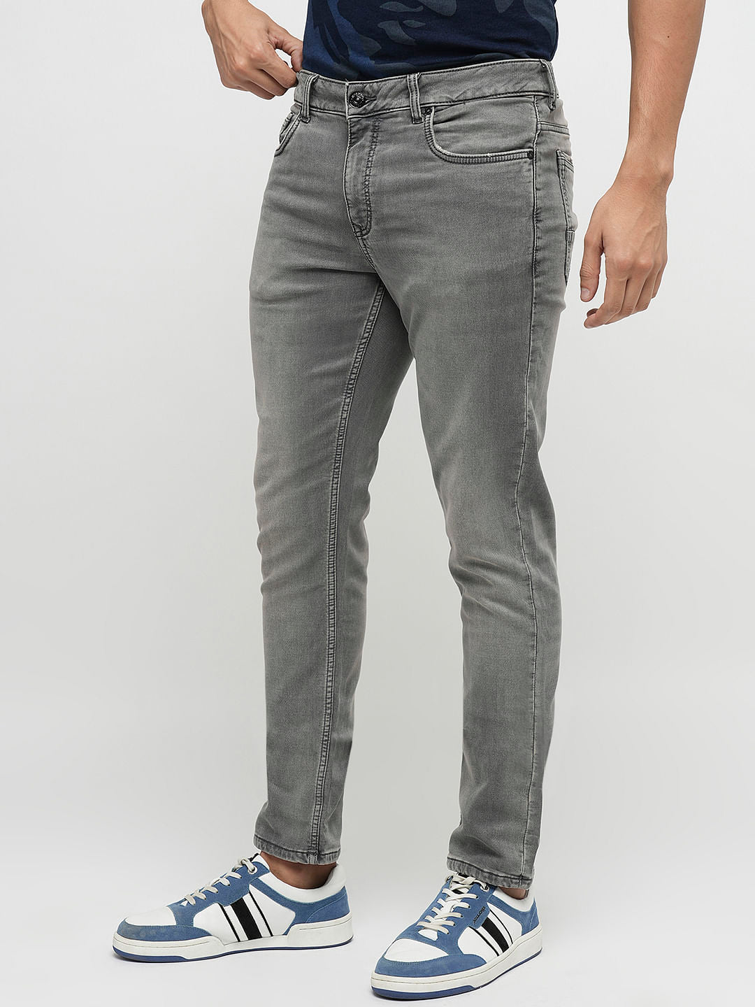 PRODUKT by JACK&JONES Light Grey Mid Rise Slim Jeans