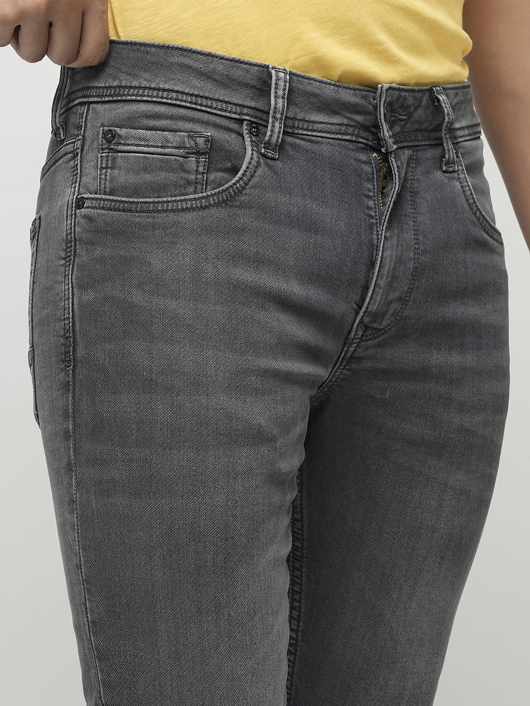 PRODUKT by JACK&JONES Light Grey Mid Rise Slim Jeans