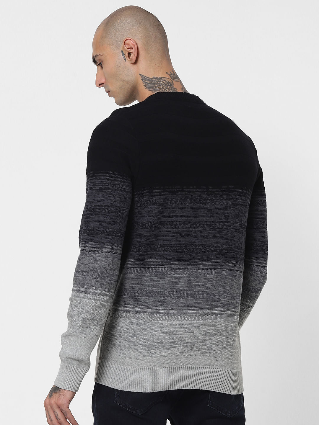 Black Ombre Striped Pullover