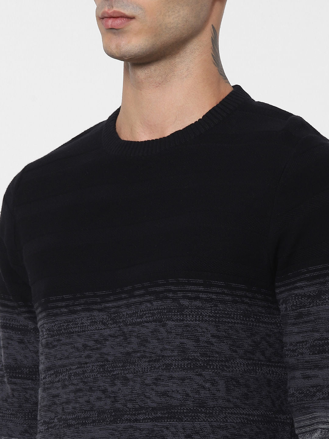 Black Ombre Striped Pullover