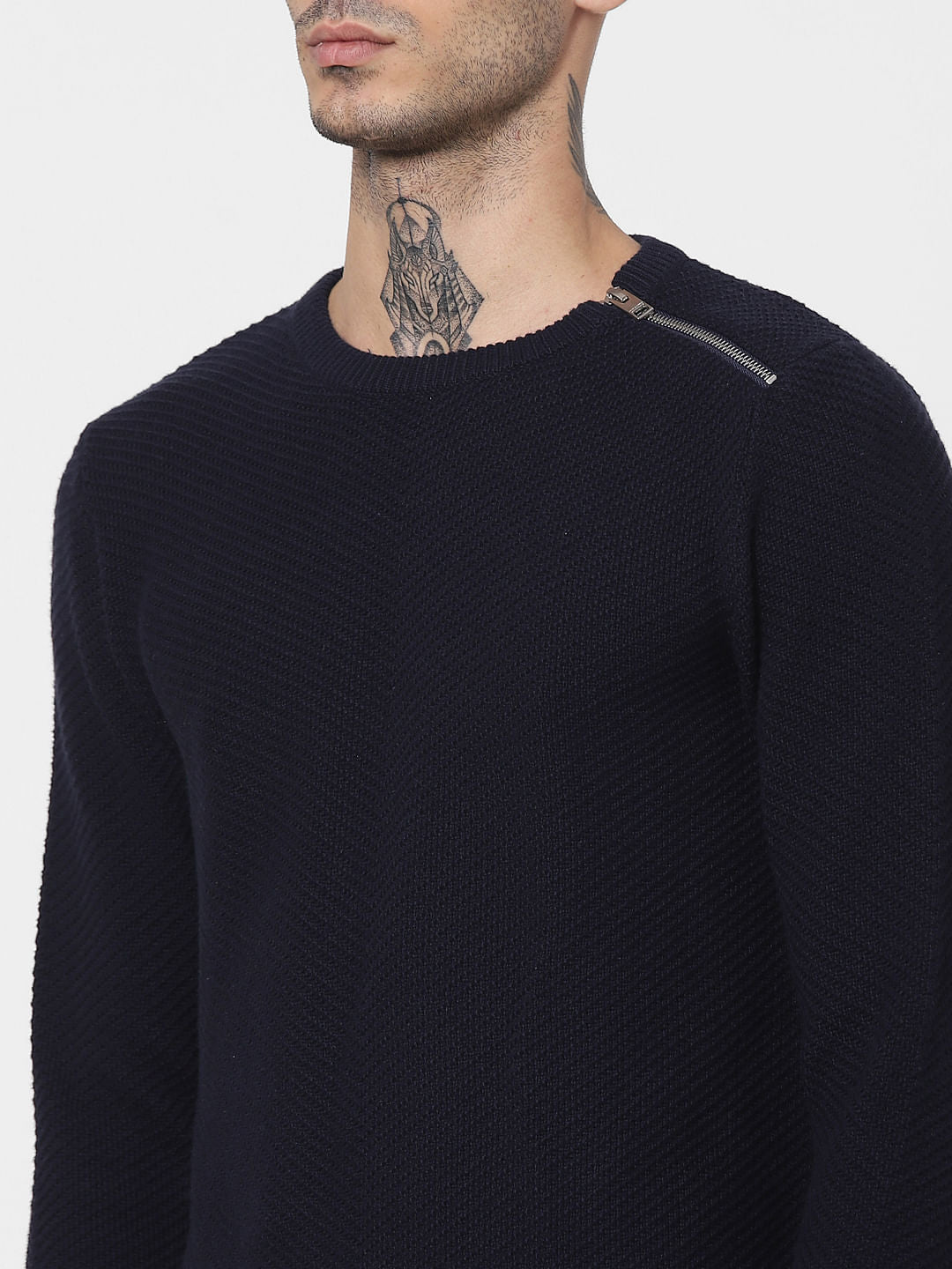 Blue Zip Detail Pullover