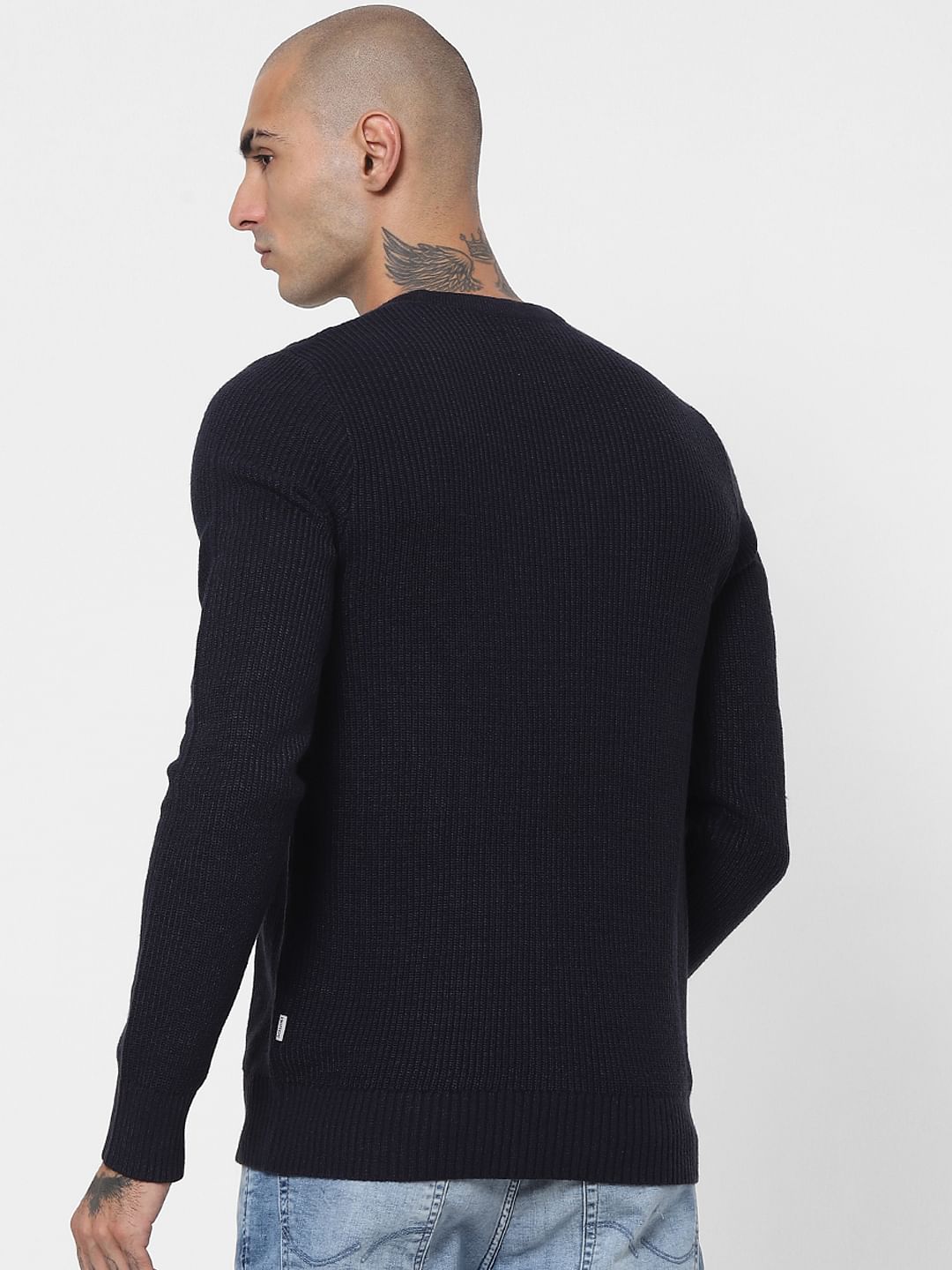 Dark Blue Patch Pocket Pullover