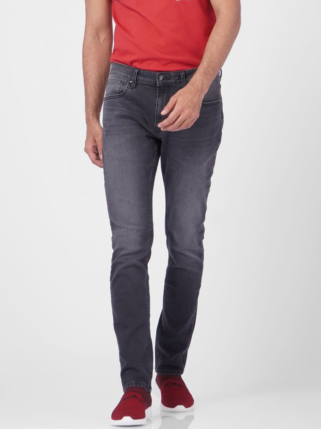 Black Low Rise Washed Ben Skinny Jeans