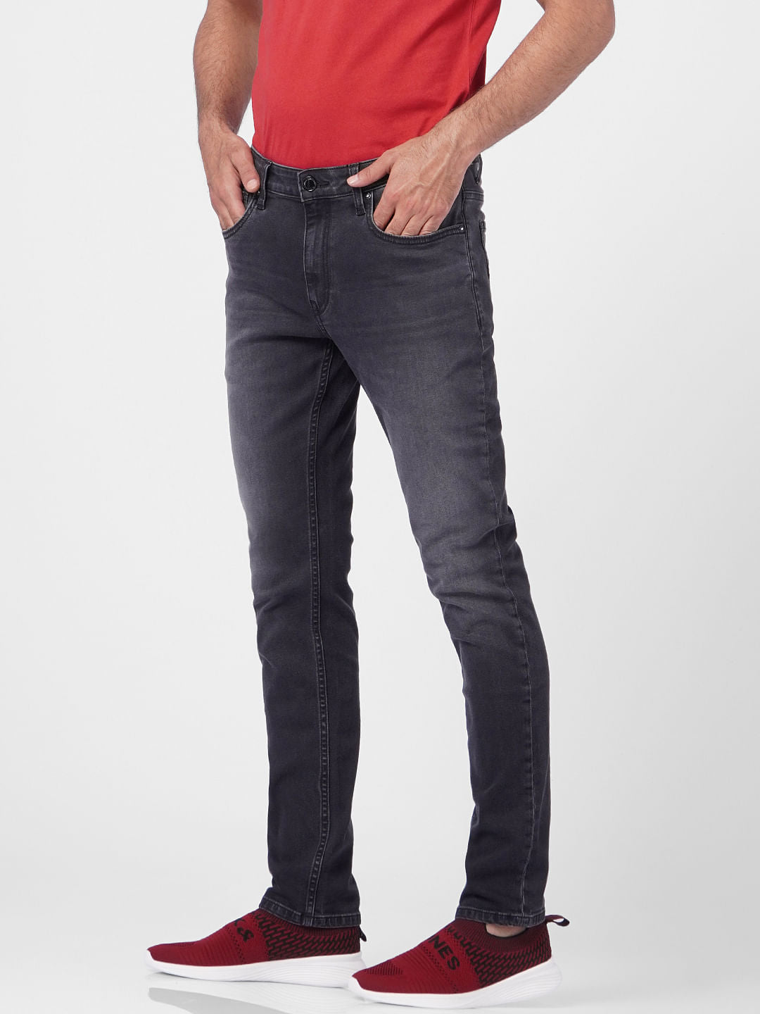 Black Low Rise Washed Ben Skinny Jeans
