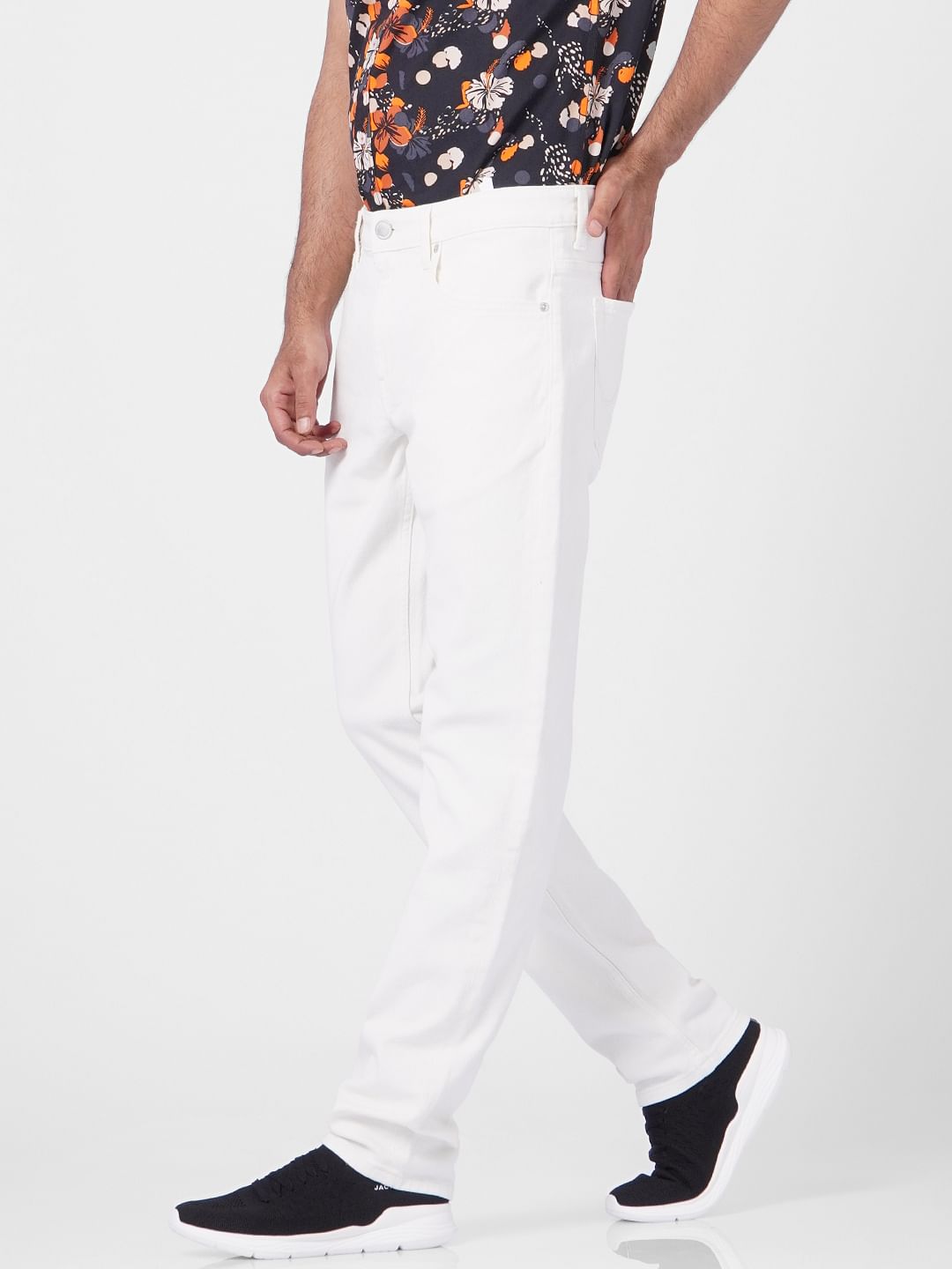 White Low Rise Glenn Slim Jeans
