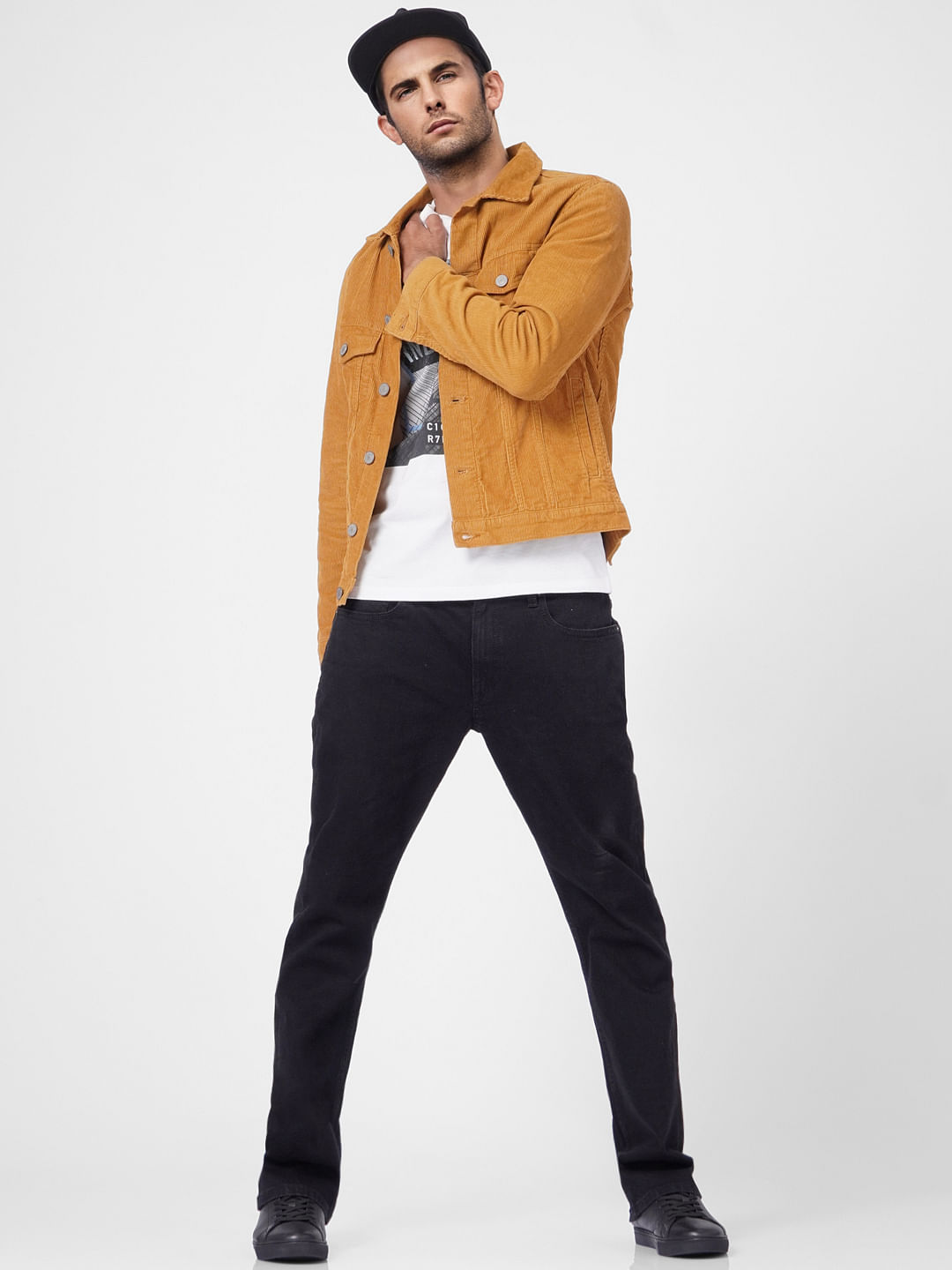 Black Mid Rise Clark Regular Fit Jeans