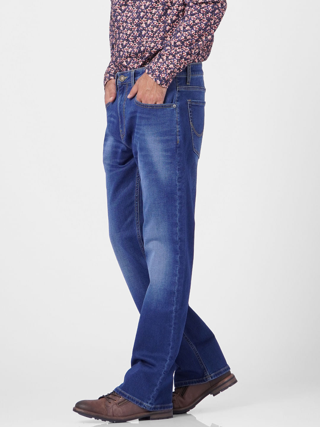 Blue High Rise Washed Ray Bootcut Jeans