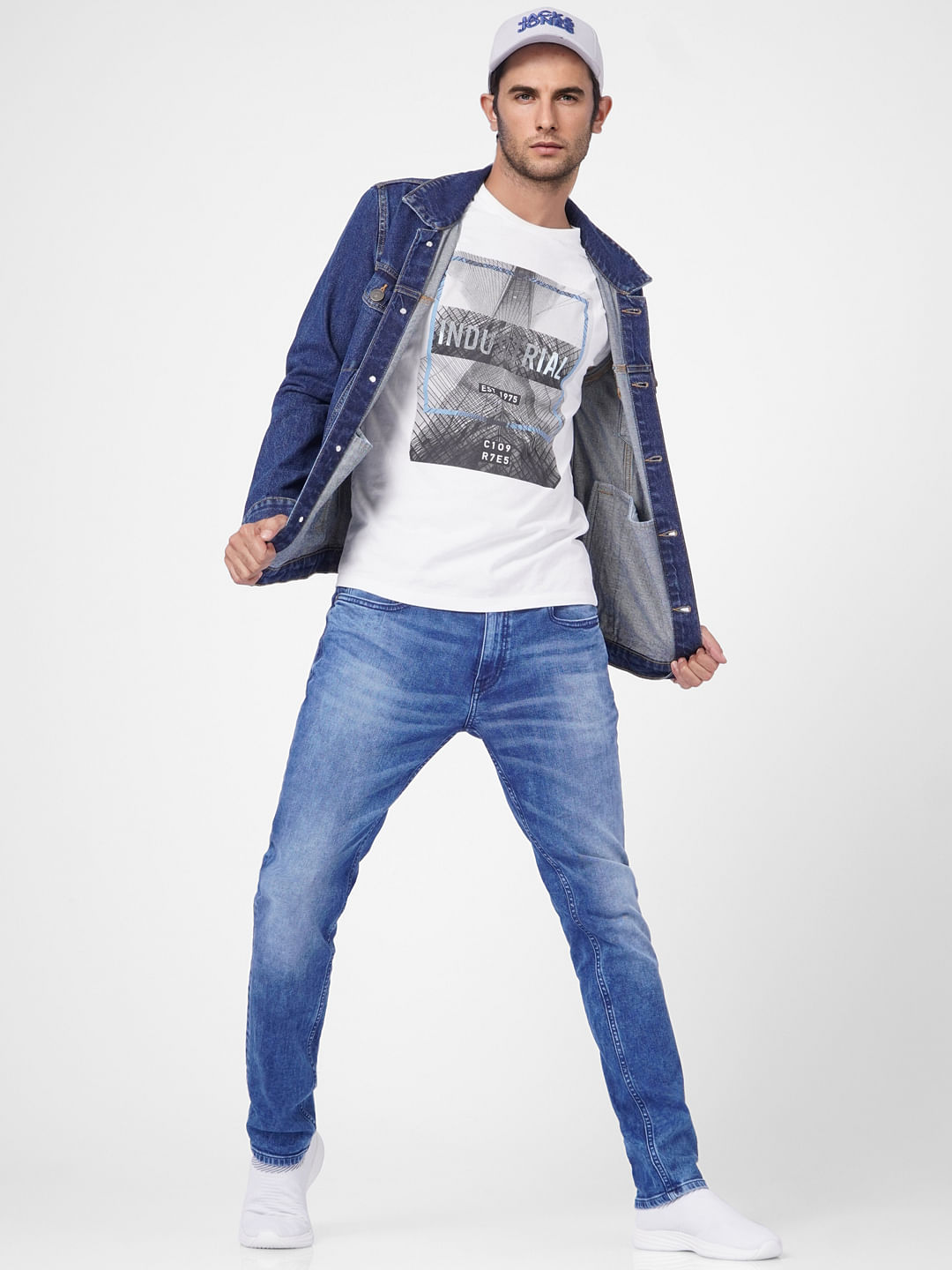 Blue Low Rise Washed Glenn Slim Jeans - 28/30