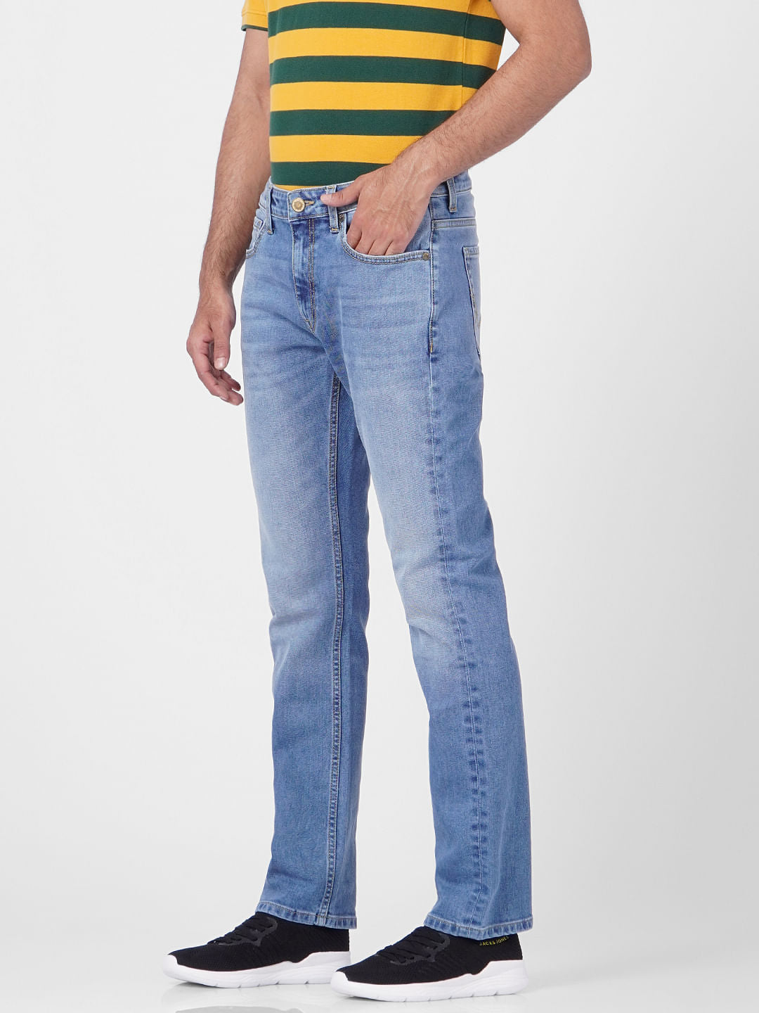 Light Blue Mid Rise Clark Regular Fit Jeans
