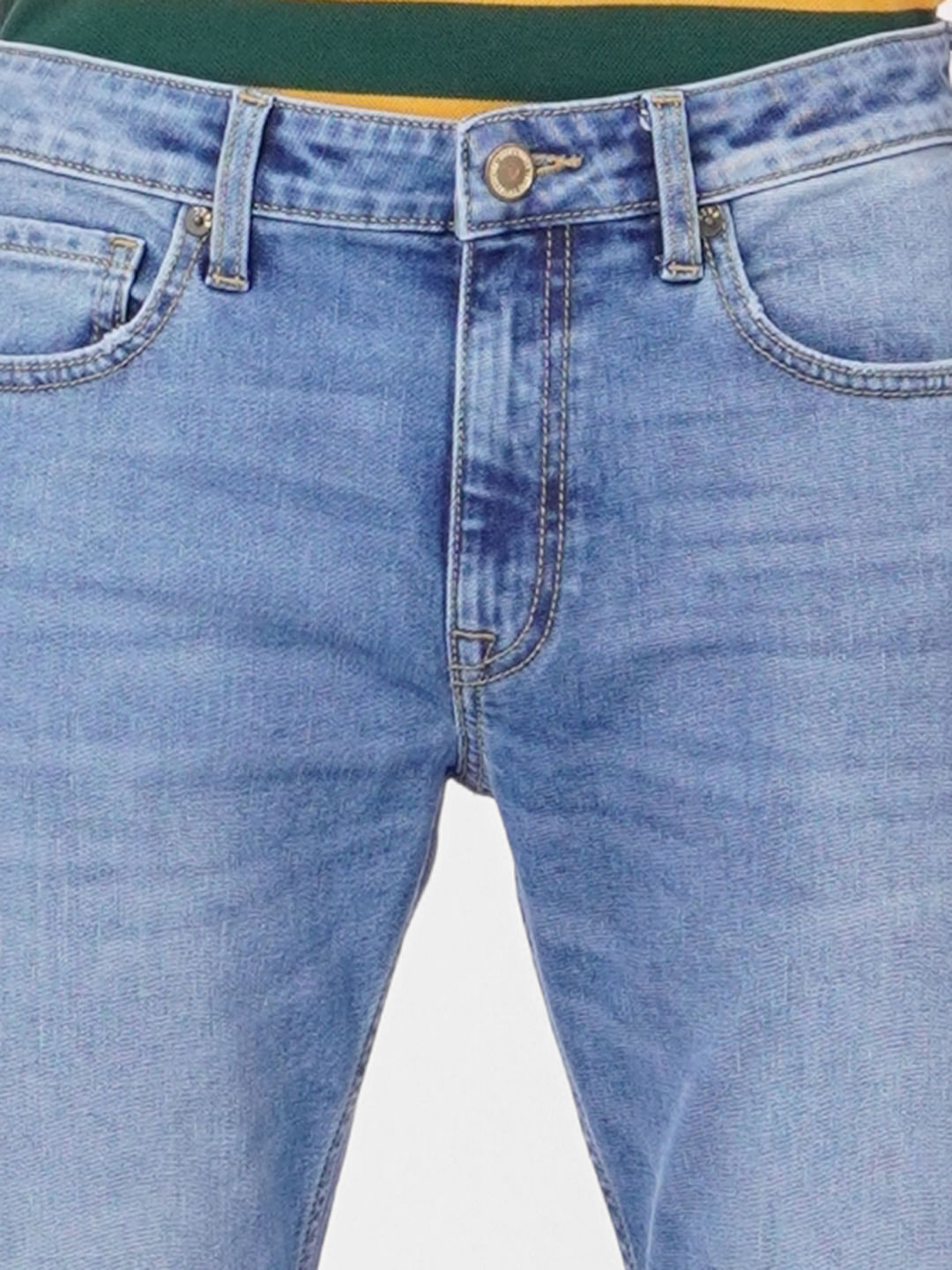 Light Blue Mid Rise Clark Regular Fit Jeans