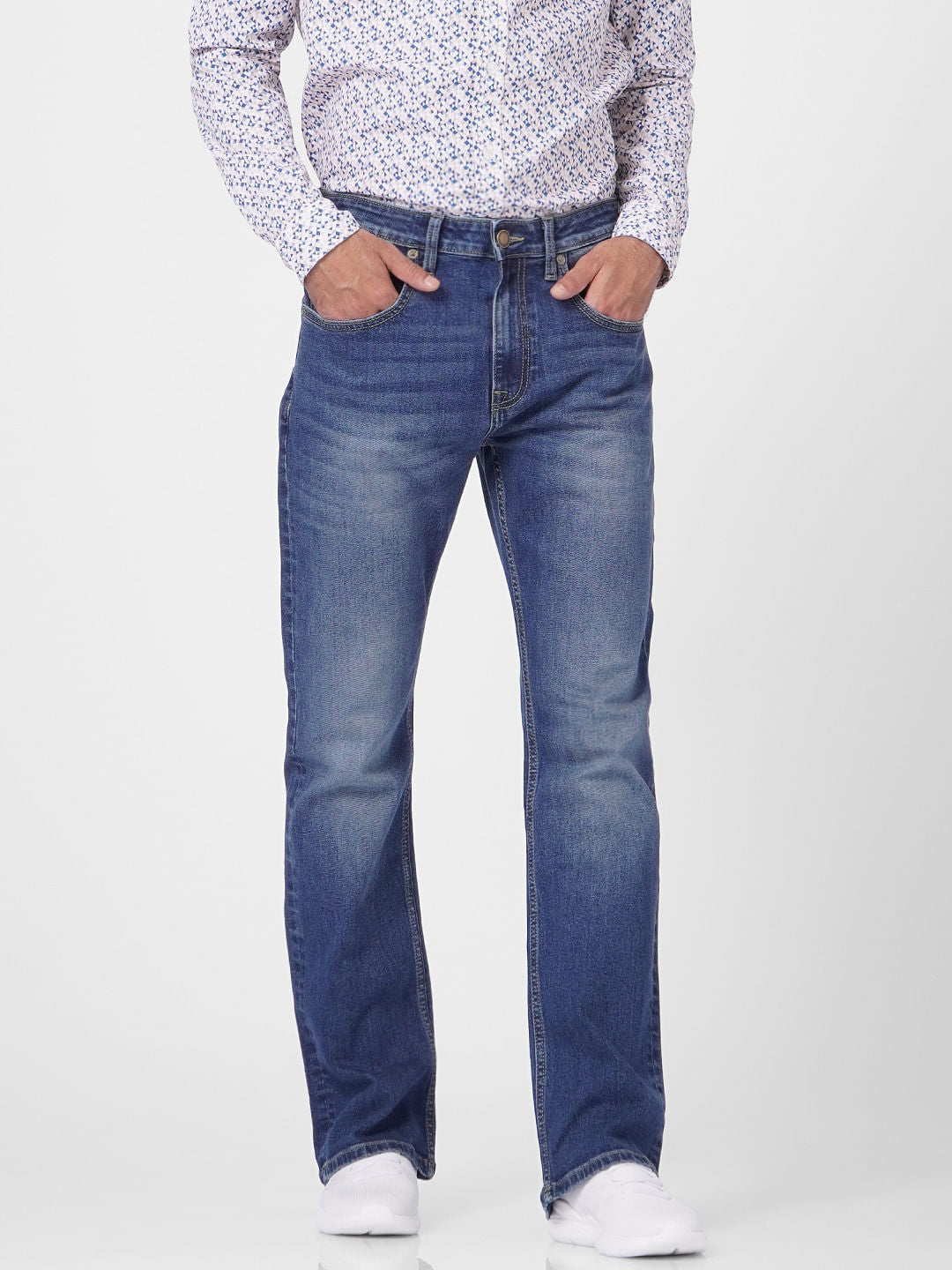 Blue High Rise Washed Ray Bootcut Jeans