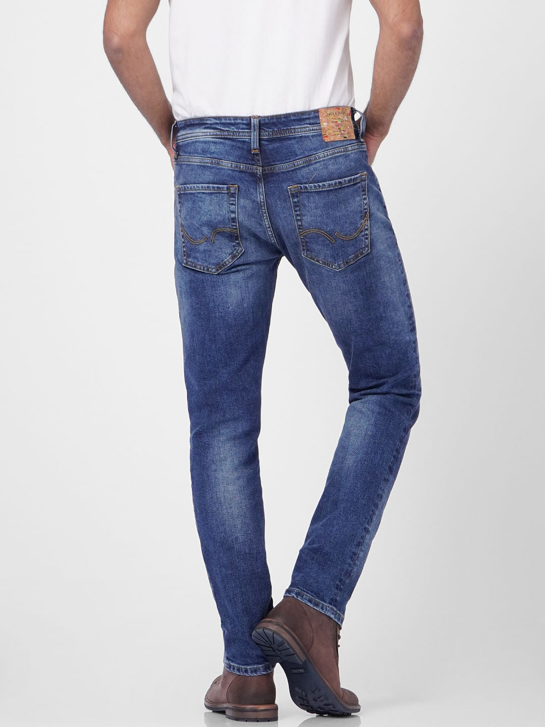 Blue Low Rise Distressed Tim Anti Fit Jeans