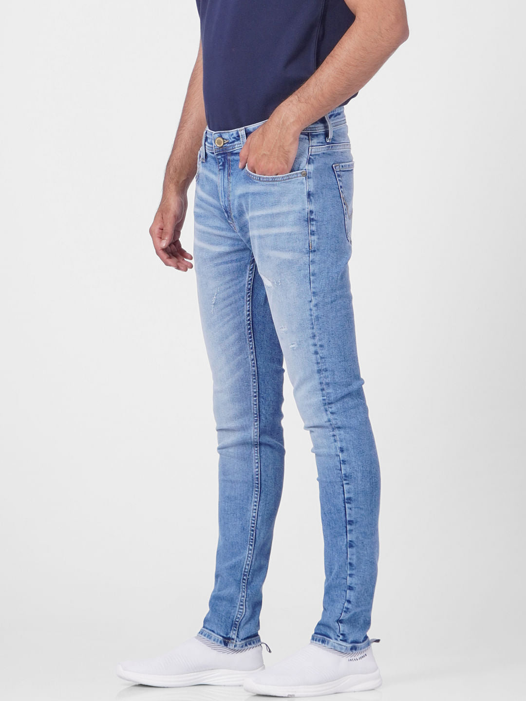 Blue Low Rise Washed Skinny Jeans