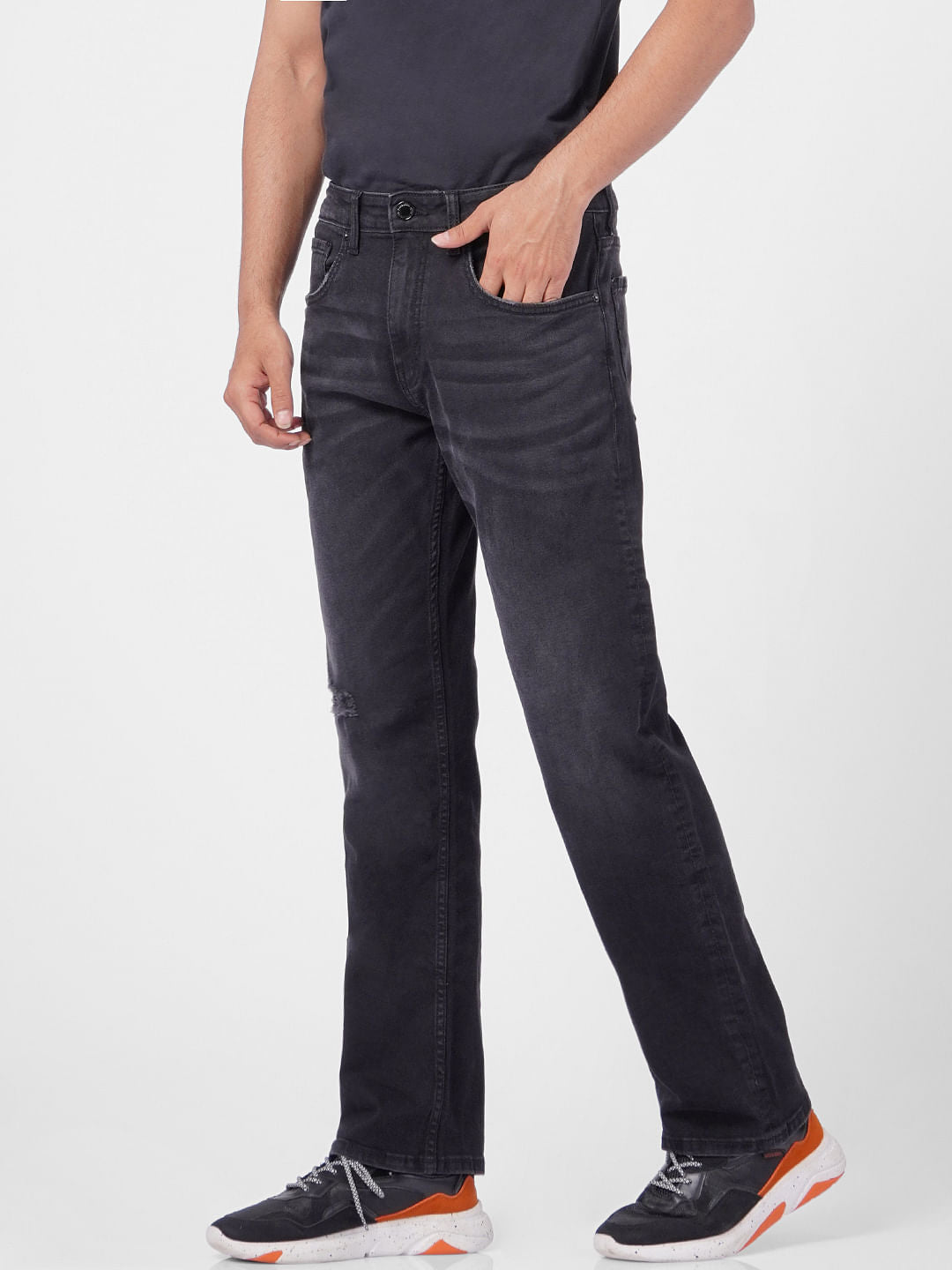 Black High Rise Washed Ray Bootcut Jeans