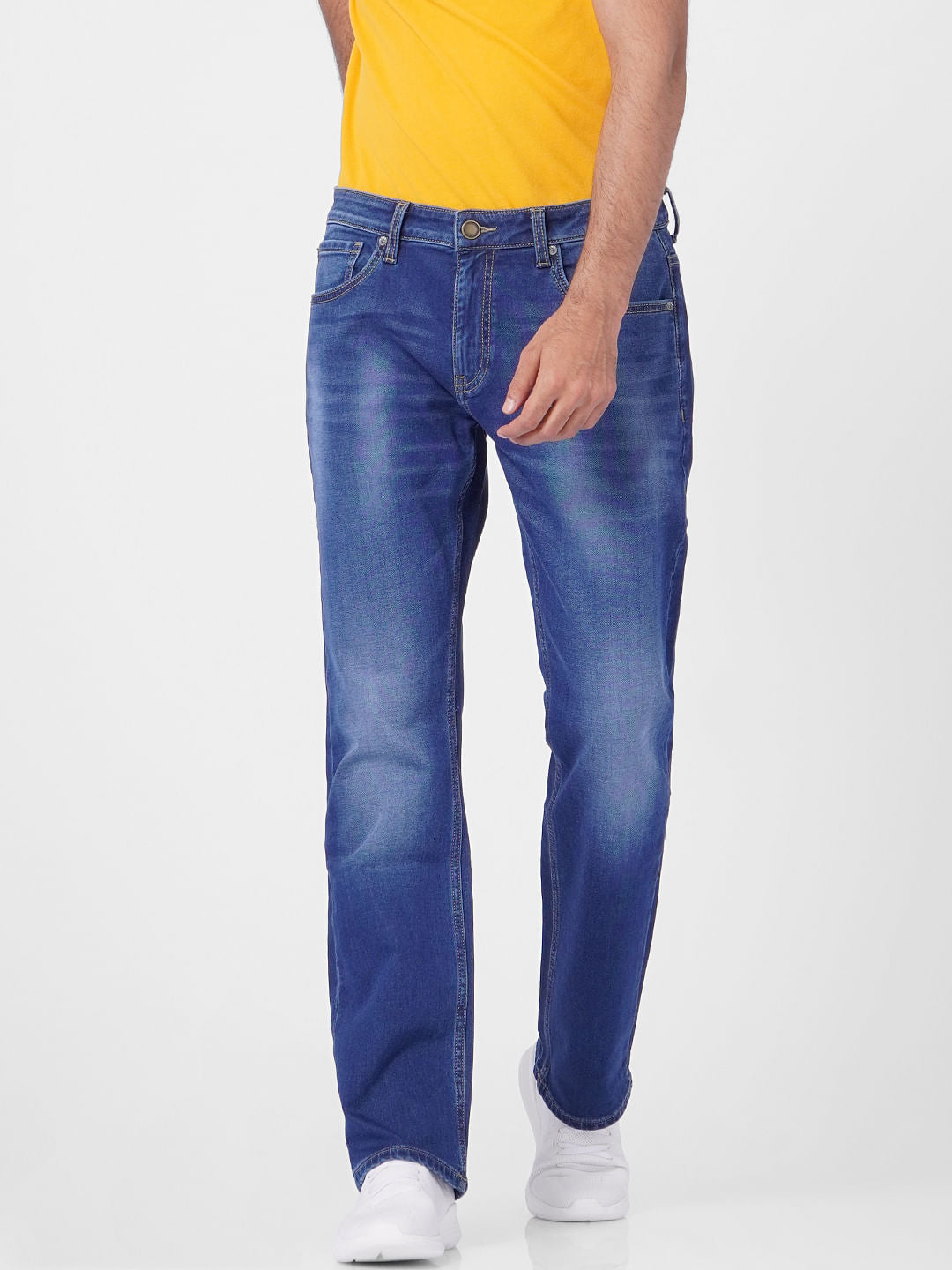 Blue Mid Rise Clark Regular Fit Jeans