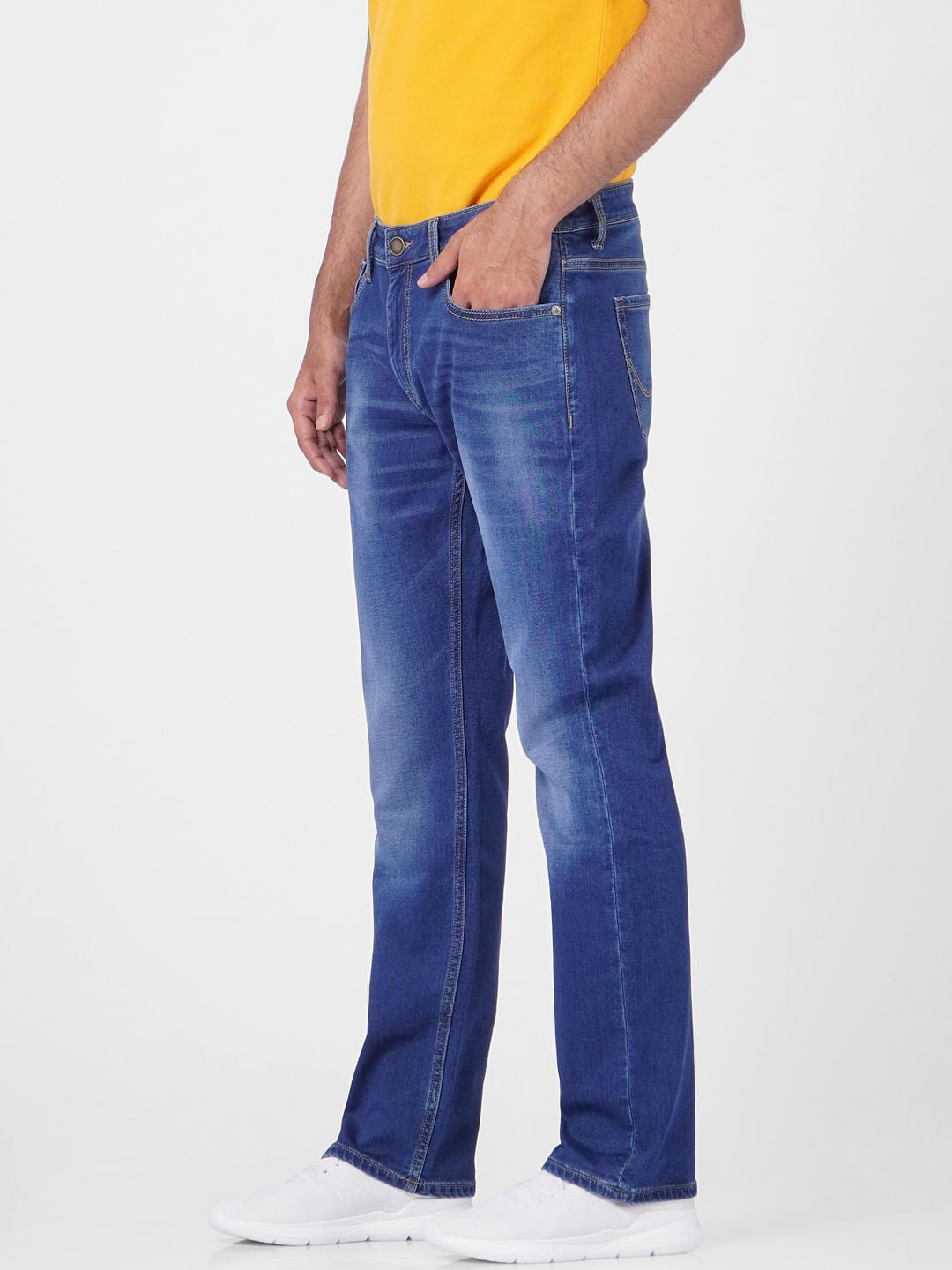 Blue Mid Rise Clark Regular Fit Jeans