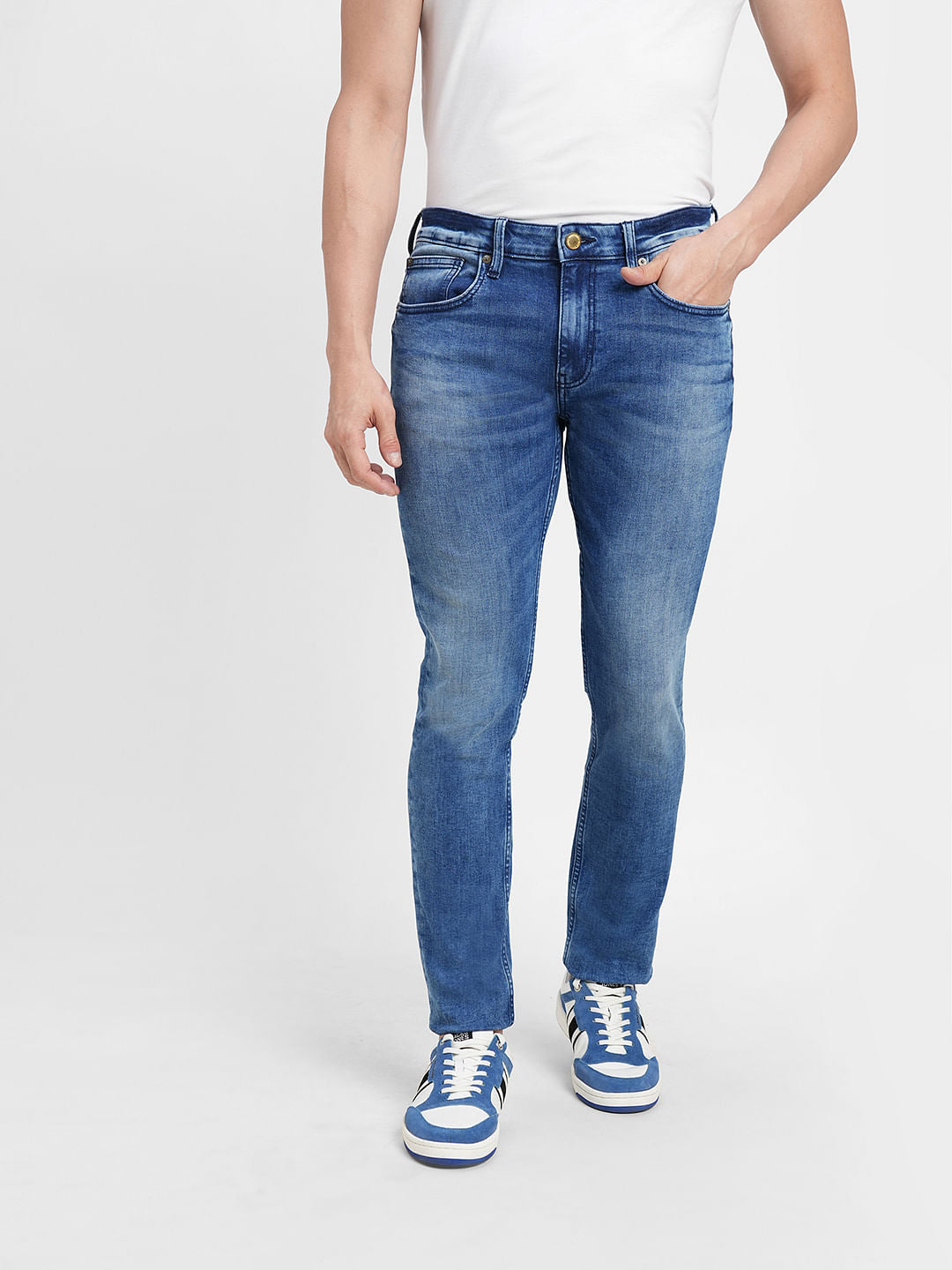 Blue Low Rise Washed Ben Skinny Jeans