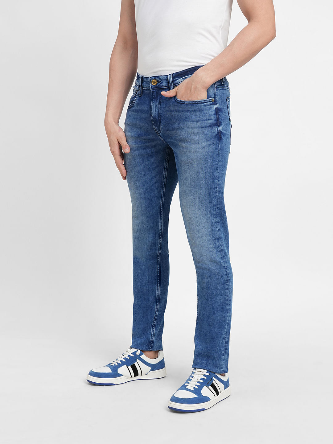 Blue Low Rise Washed Ben Skinny Jeans