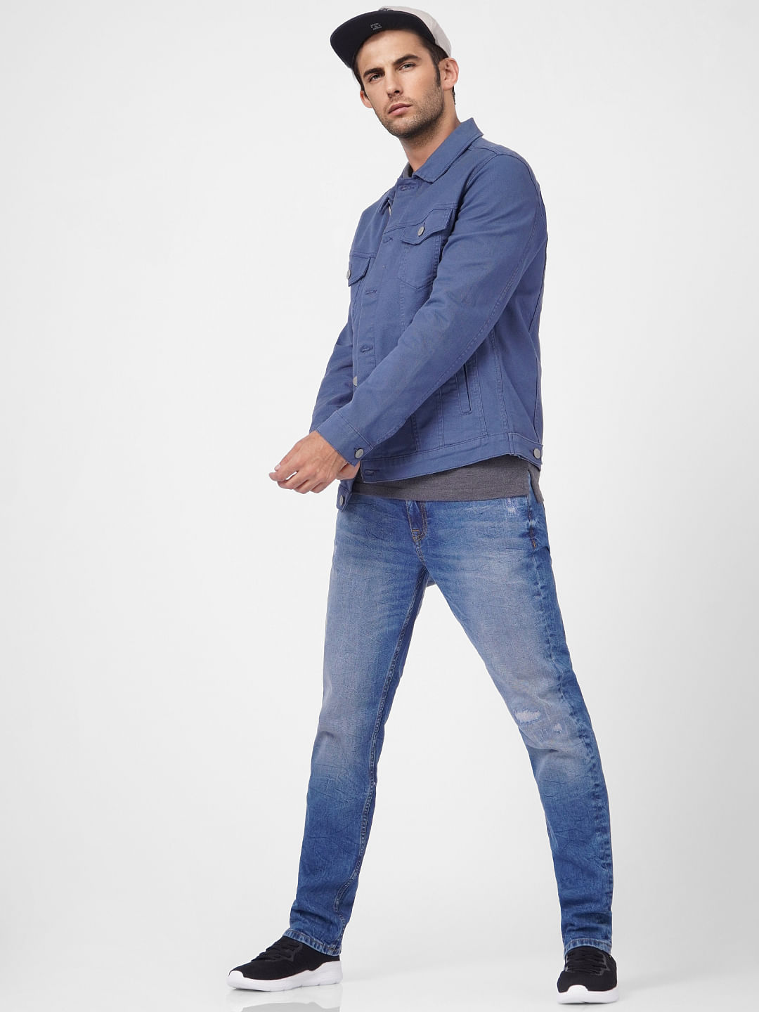 Blue Low Rise Distressed Glenn Slim Jeans - 28/30