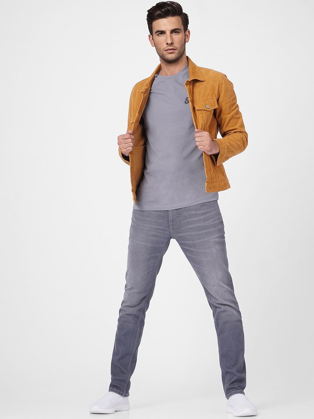 Grey Low Rise Washed Ben Skinny Jeans