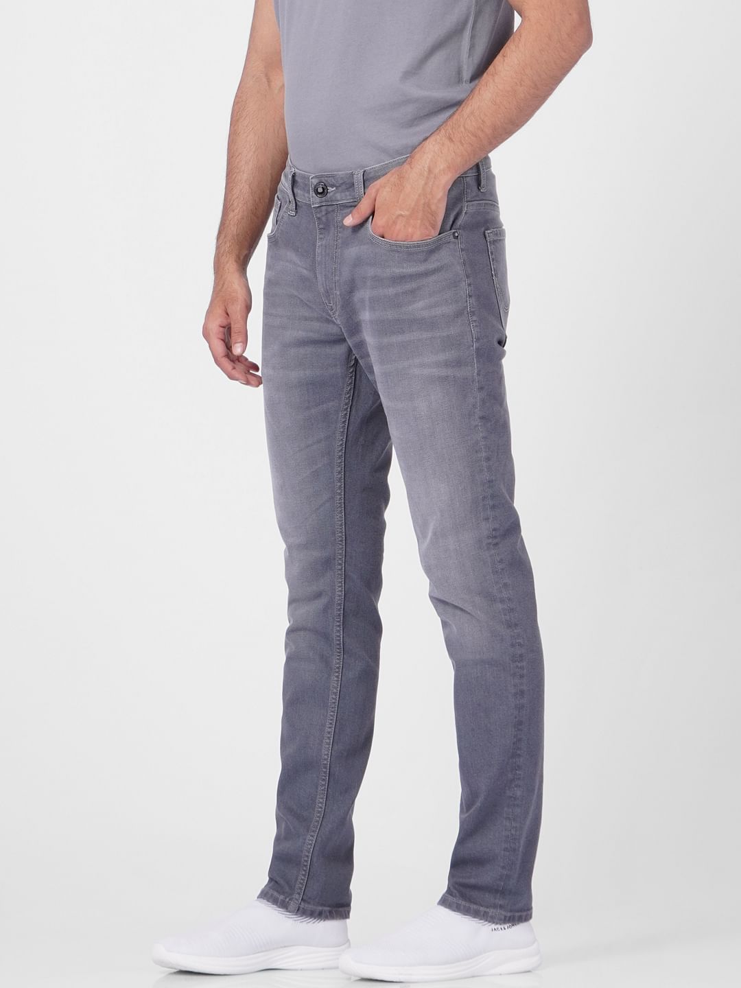 Grey Low Rise Washed Ben Skinny Jeans