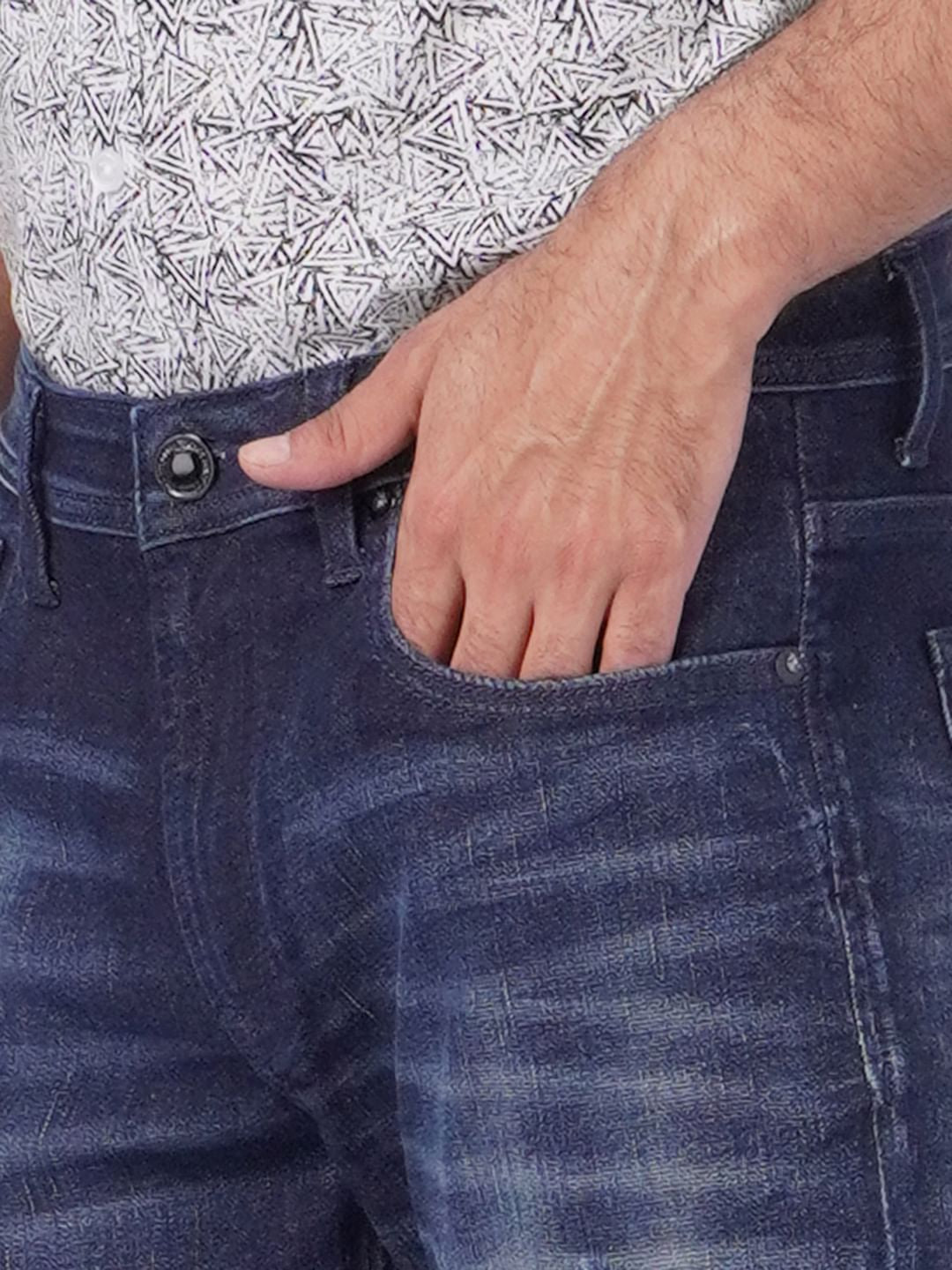 Dark Blue Low Rise Washed Glenn Slim Jeans