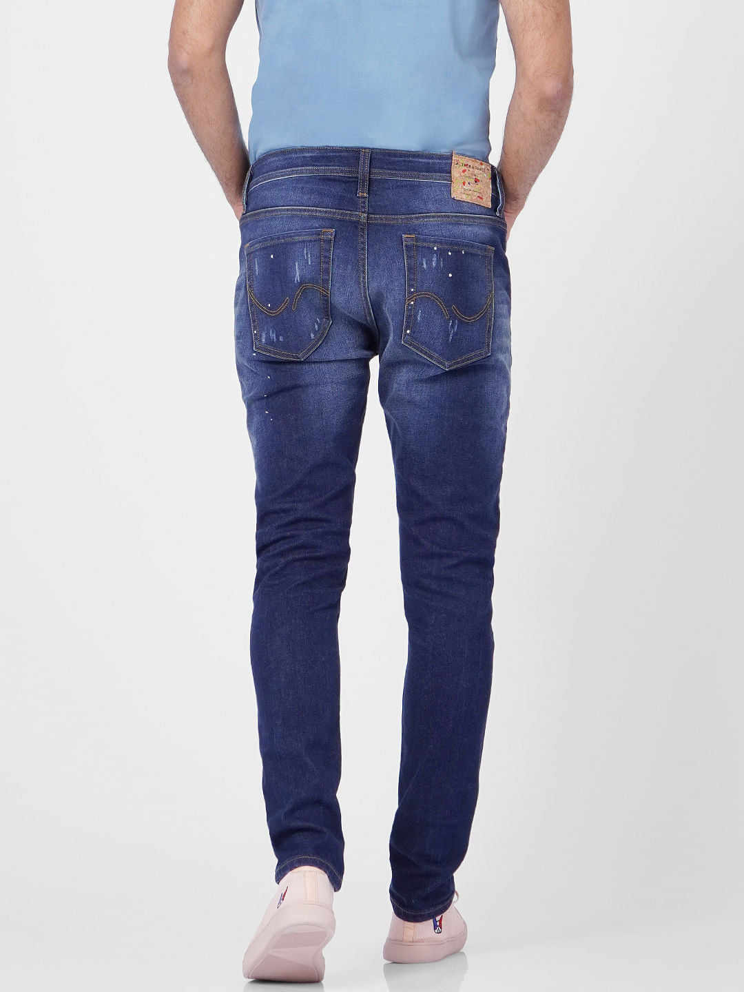 Blue Low Rise Distressed Skinny Jeans