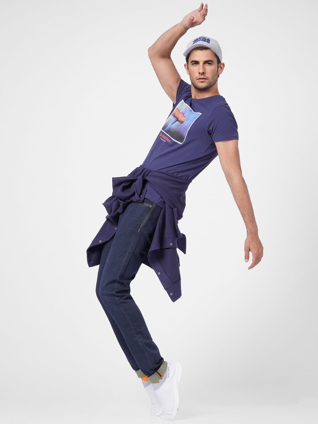 Dark Blue Low Rise Washed Ben Skinny Jeans