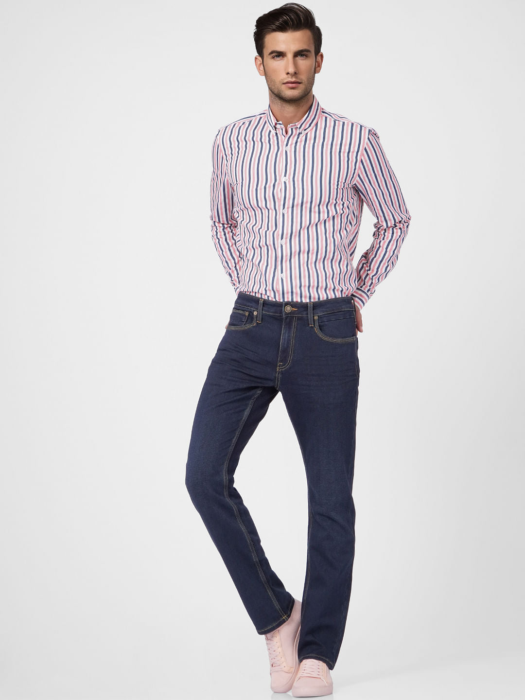 Dark Blue Mid Rise Clark Regular Fit Jeans - 28/30