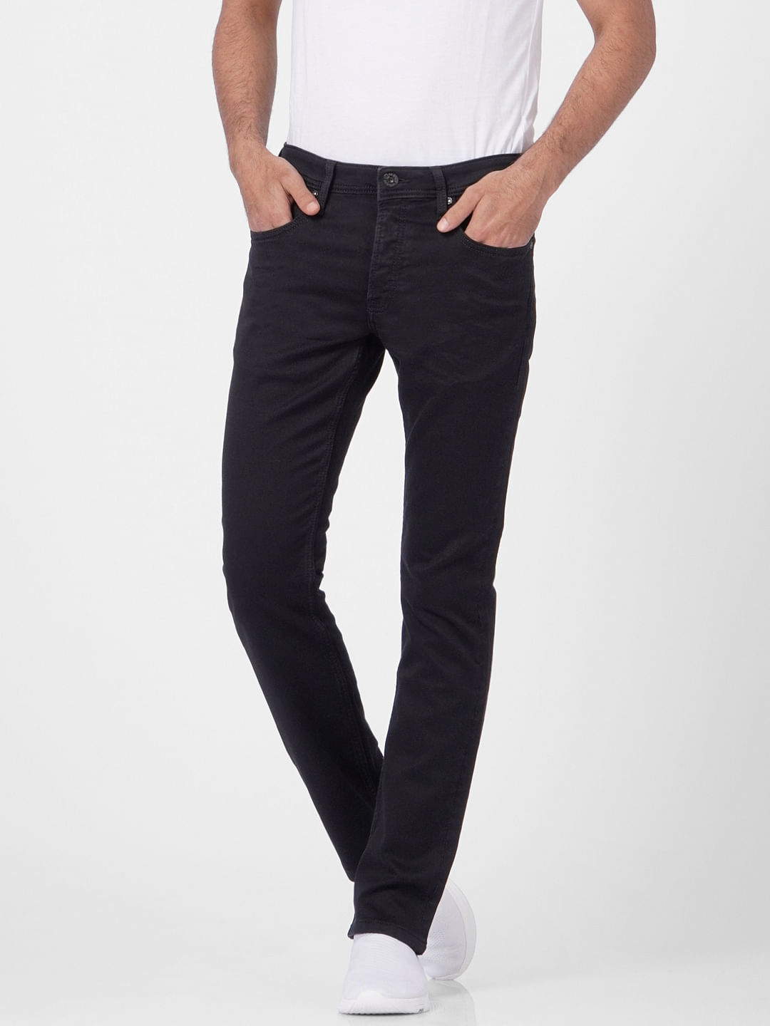 Black Mid Rise Clark Straight Fit Jeans