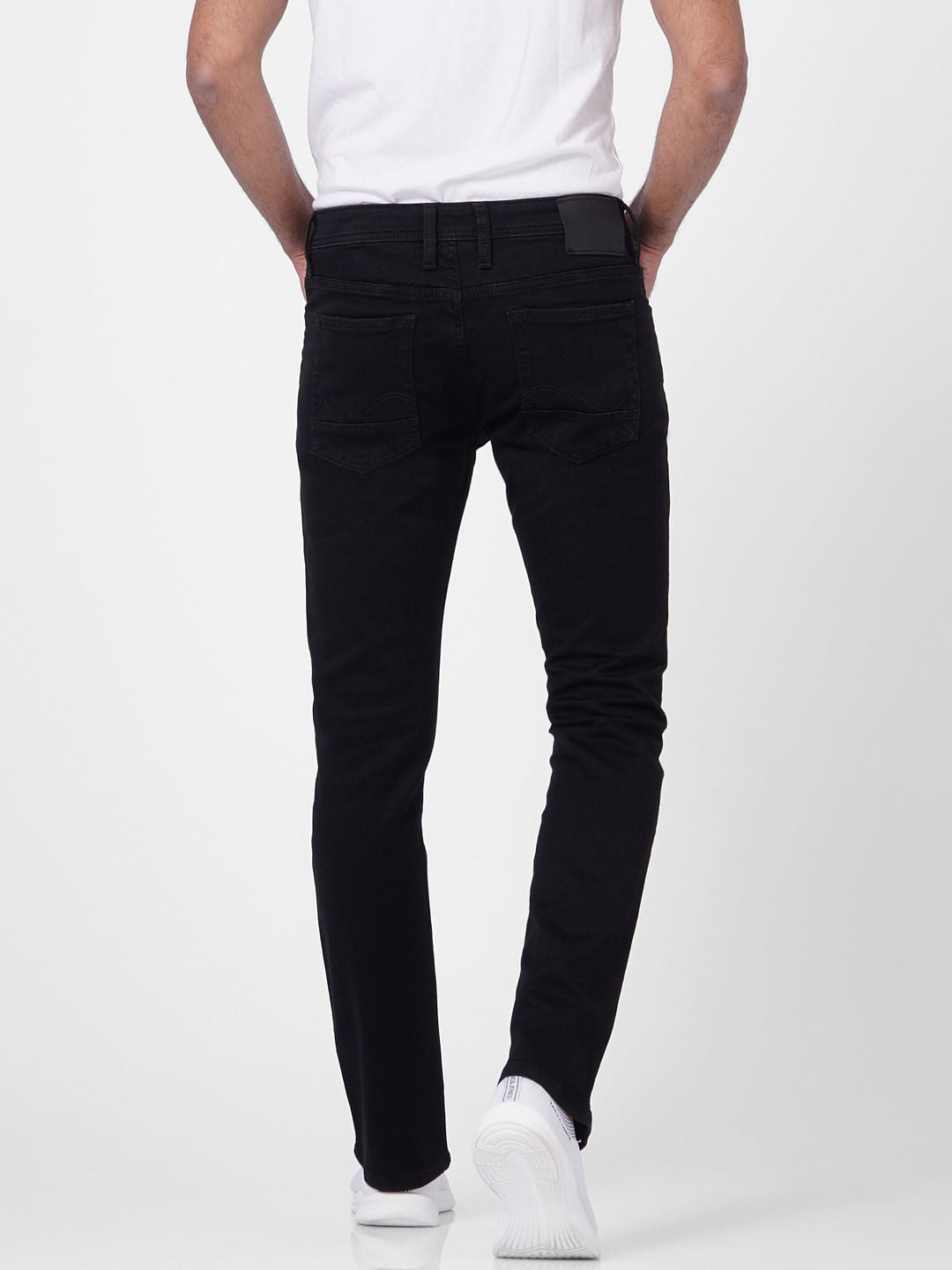 Black Mid Rise Clark Straight Fit Jeans
