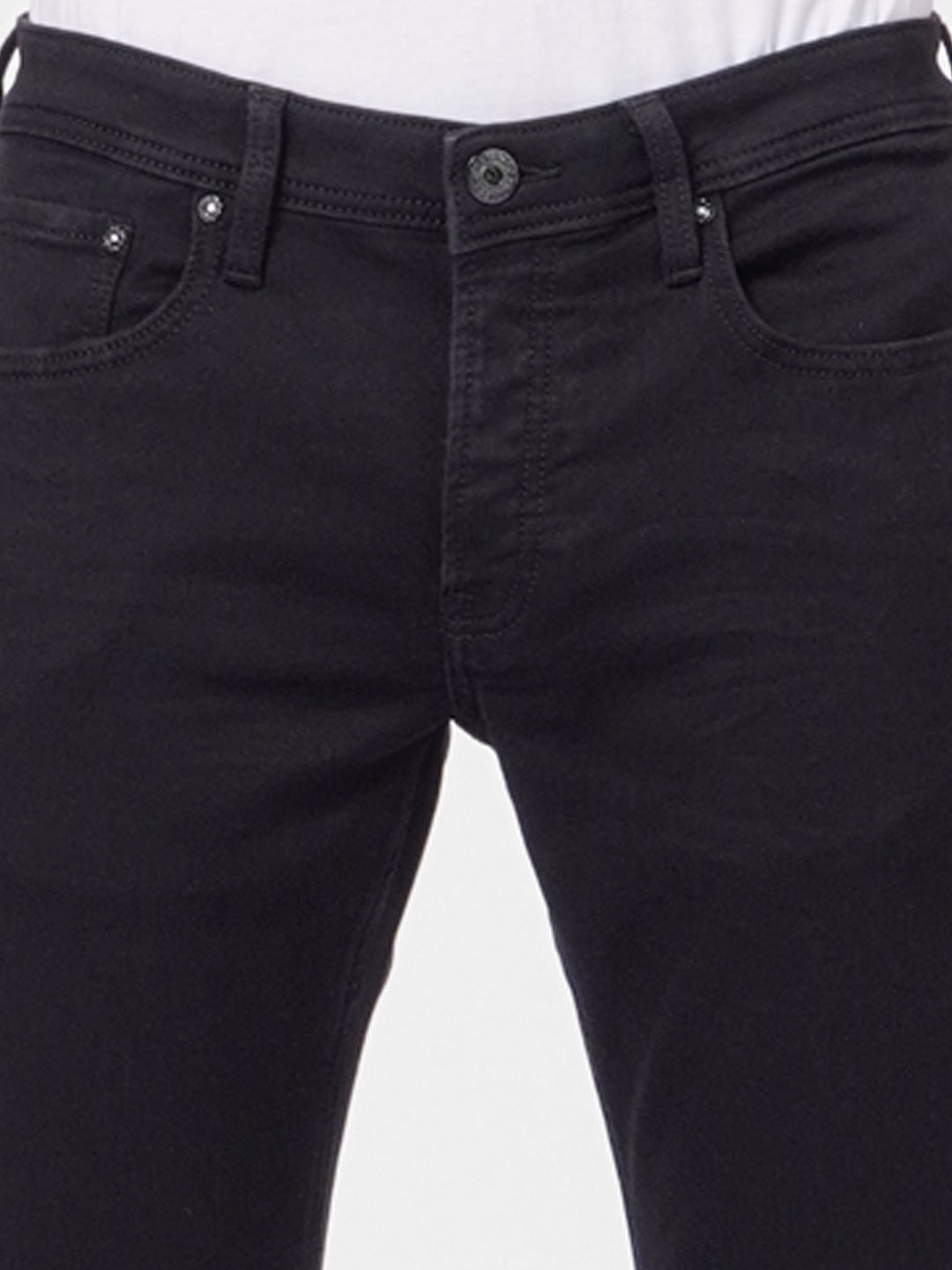 Black Mid Rise Clark Straight Fit Jeans