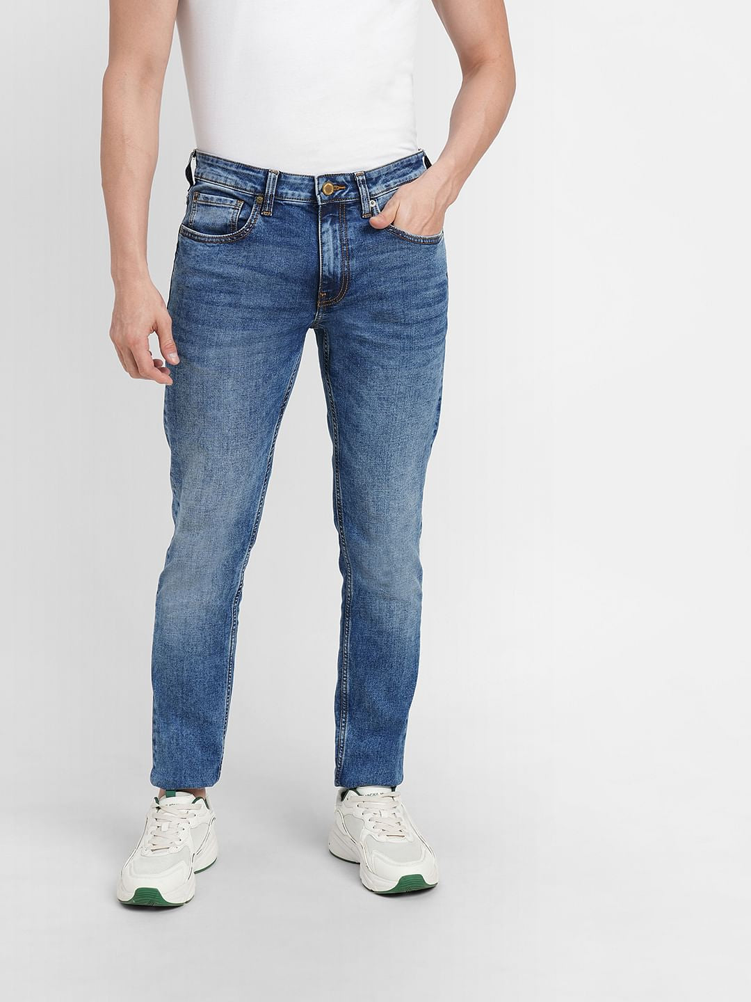 Blue Low Rise Washed Glenn Slim Jeans