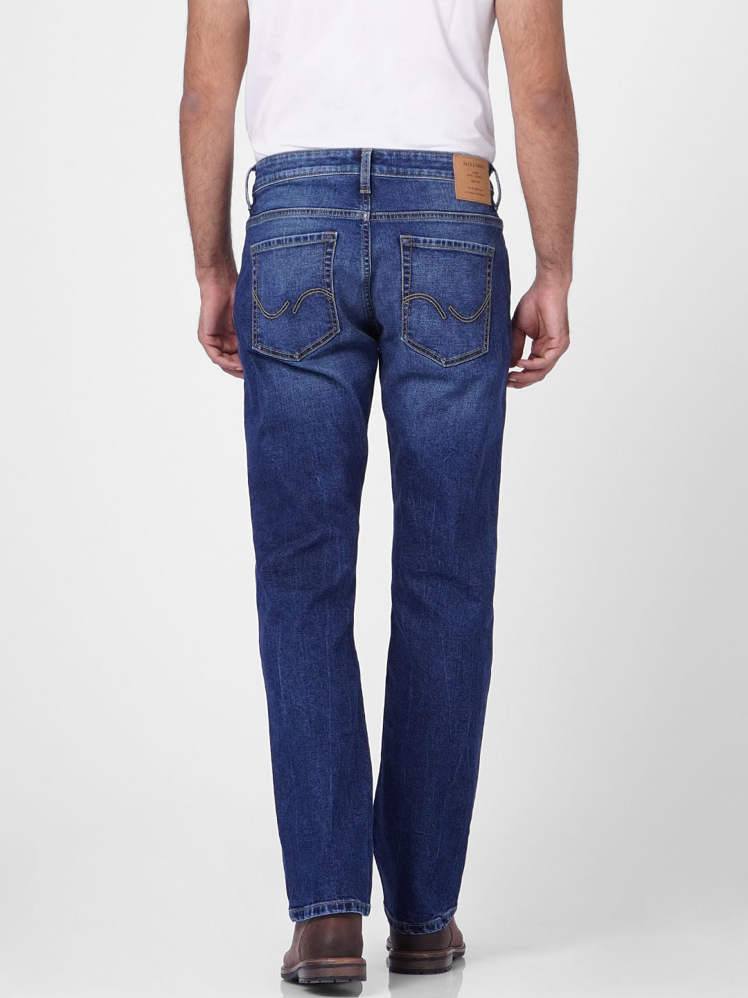 Blue Mid Rise Clark Regular Fit Jeans