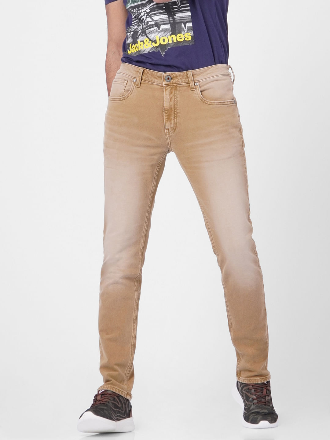 Brown Low Rise Washed Ben Skinny Jeans