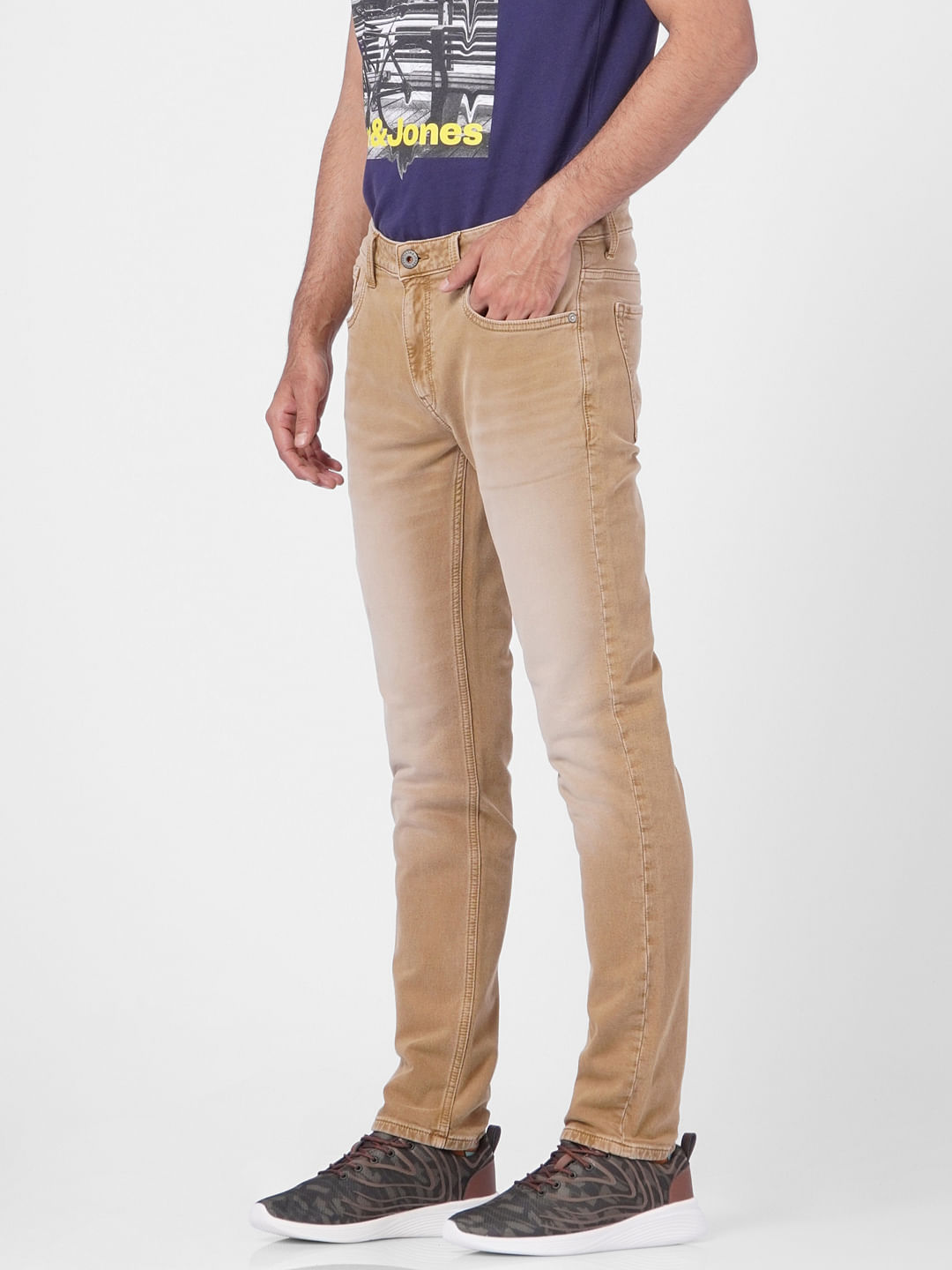 Brown Low Rise Washed Ben Skinny Jeans