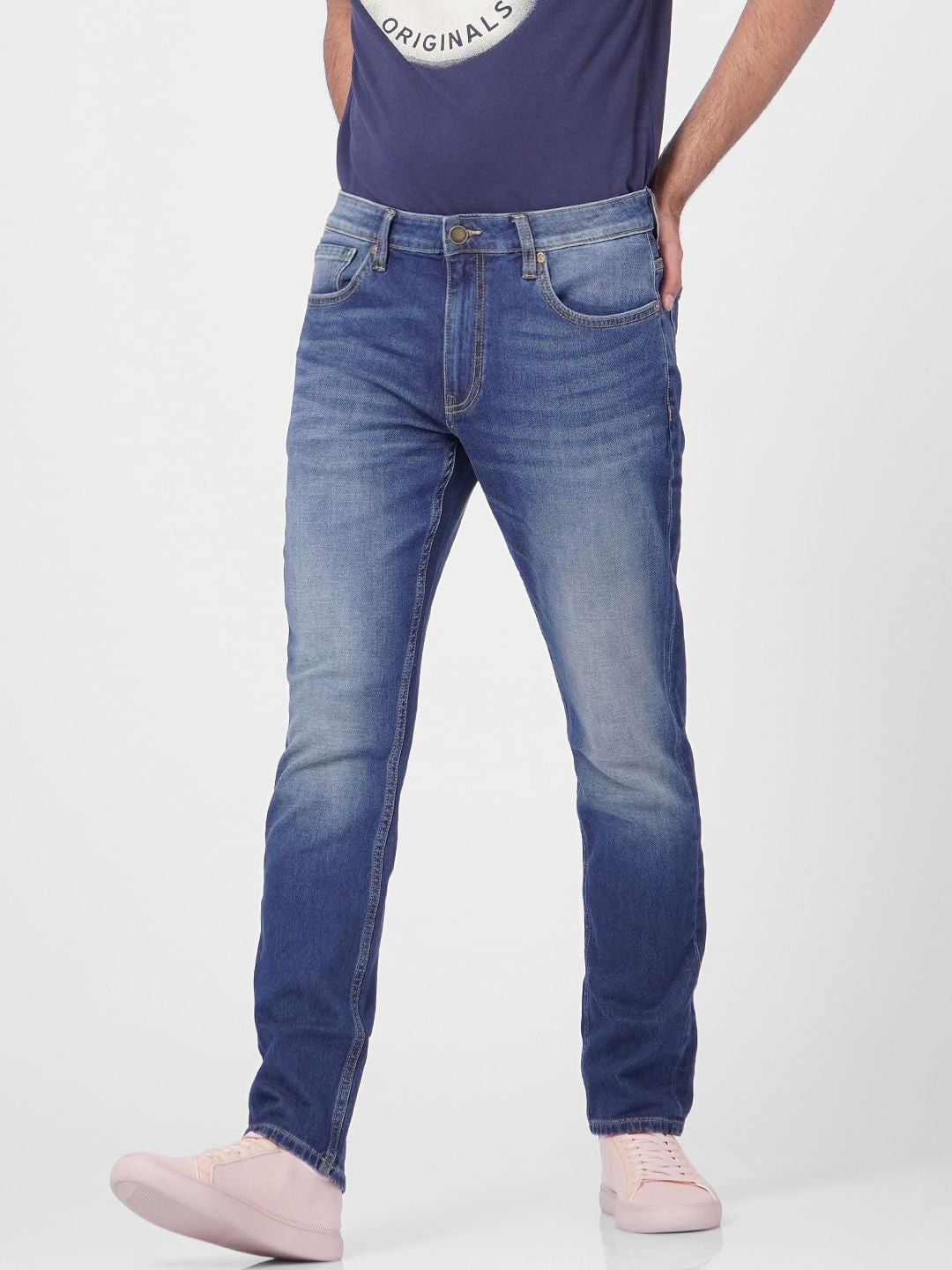 Blue Low Rise Glenn Slim Jeans