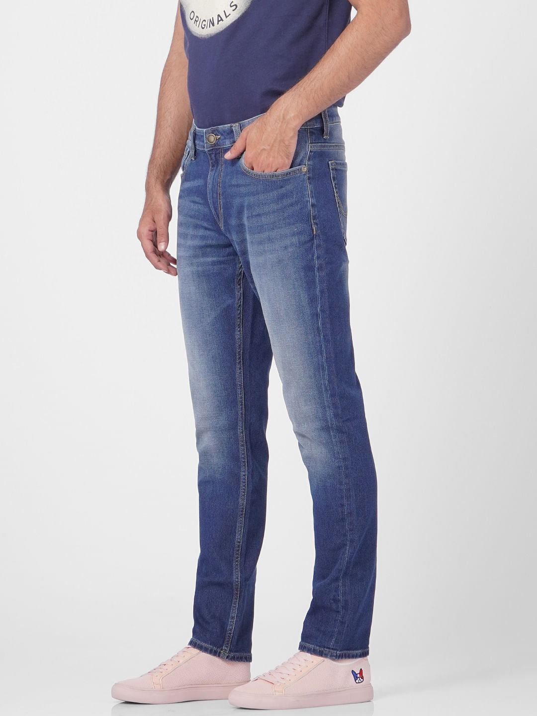 Blue Low Rise Glenn Slim Jeans