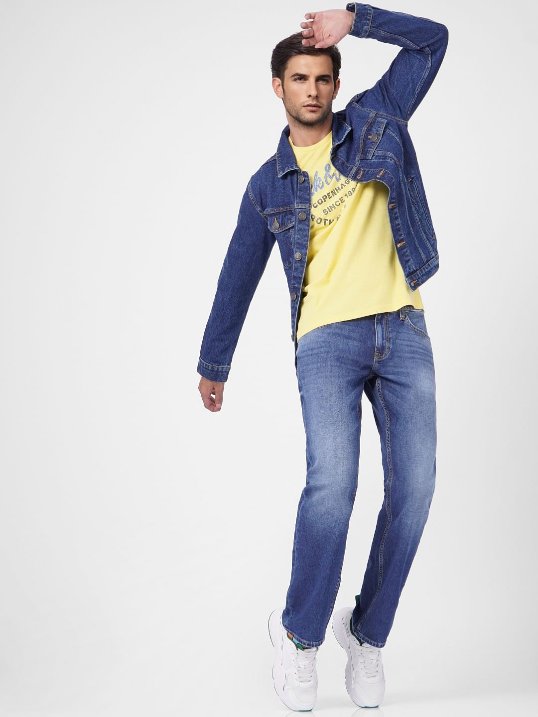 Blue Mid Rise Clark Regular Fit Jeans