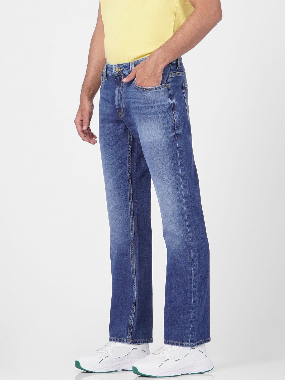 Blue Mid Rise Clark Regular Fit Jeans