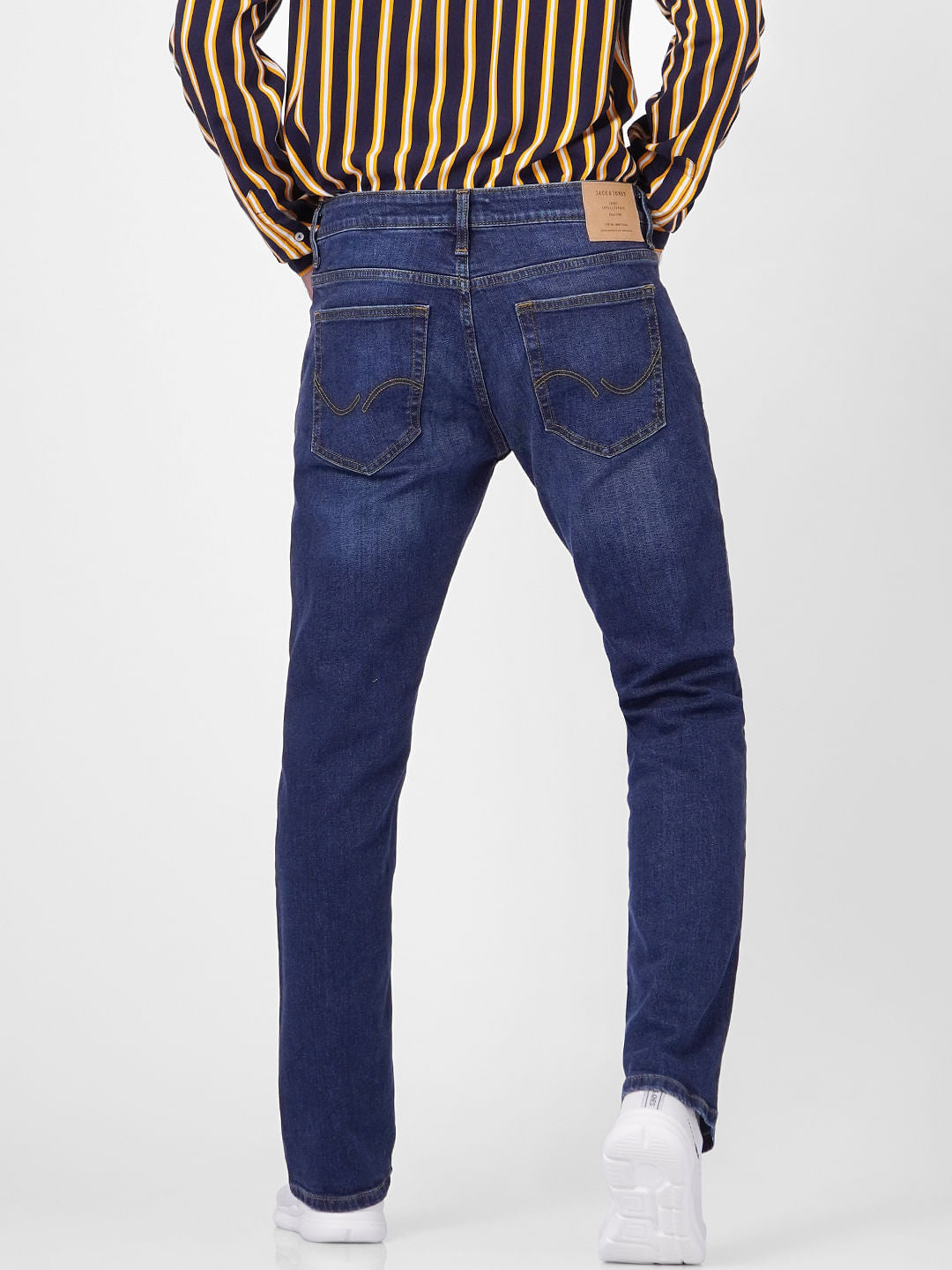 Dark Blue Mid Rise Clark Regular Fit Jeans
