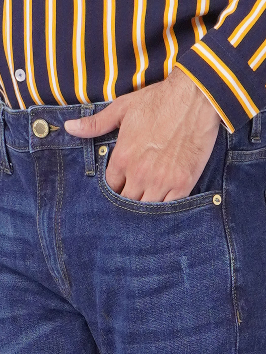 Dark Blue Mid Rise Clark Regular Fit Jeans