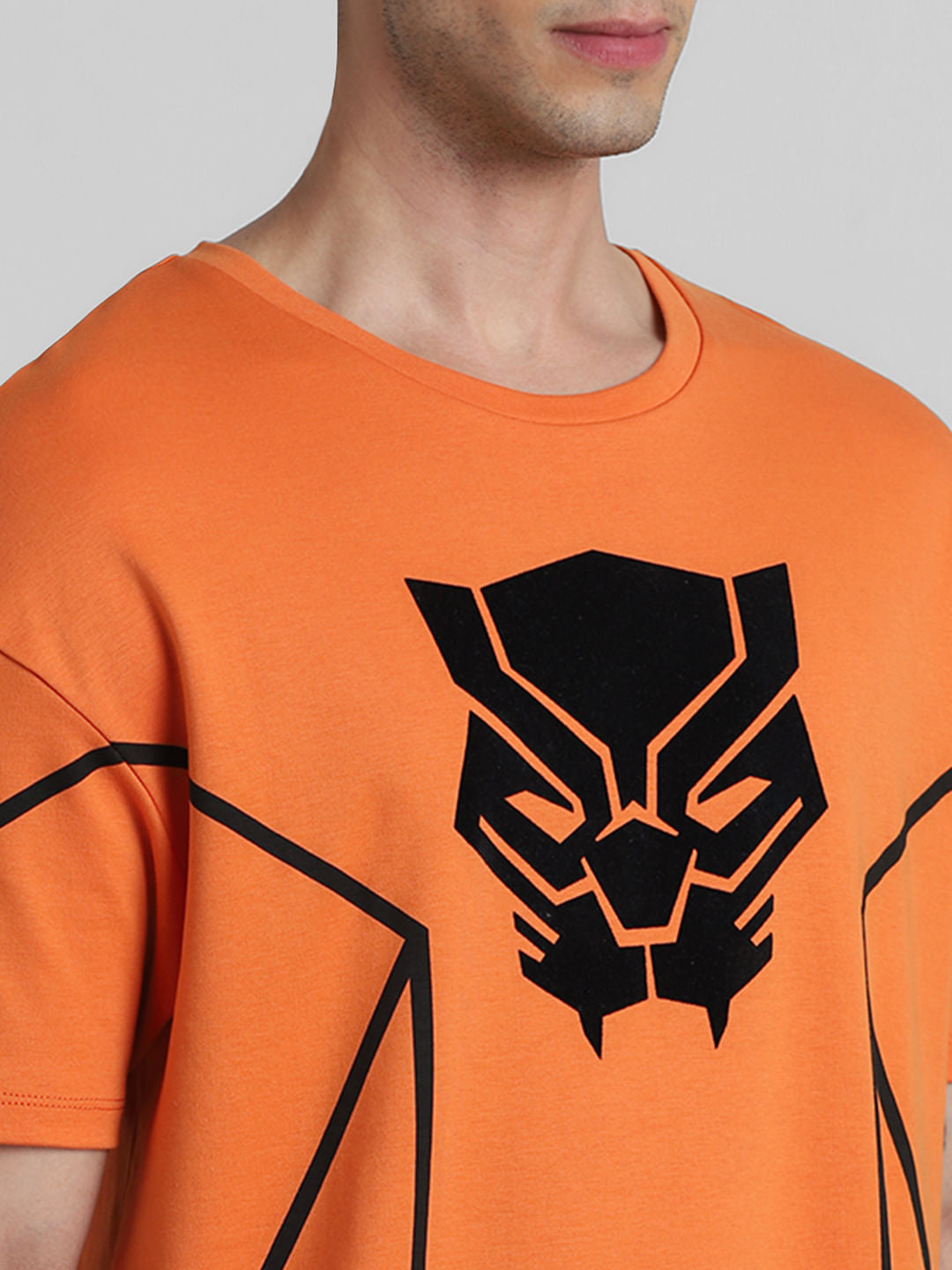 JACK&JONES X BLACK PANTHER ORANGE OVERSIZED CREW NECK T-SHIRT
