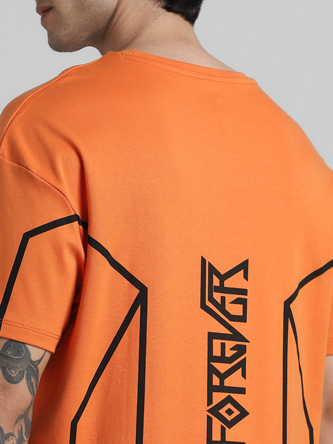 JACK&JONES X BLACK PANTHER ORANGE OVERSIZED CREW NECK T-SHIRT