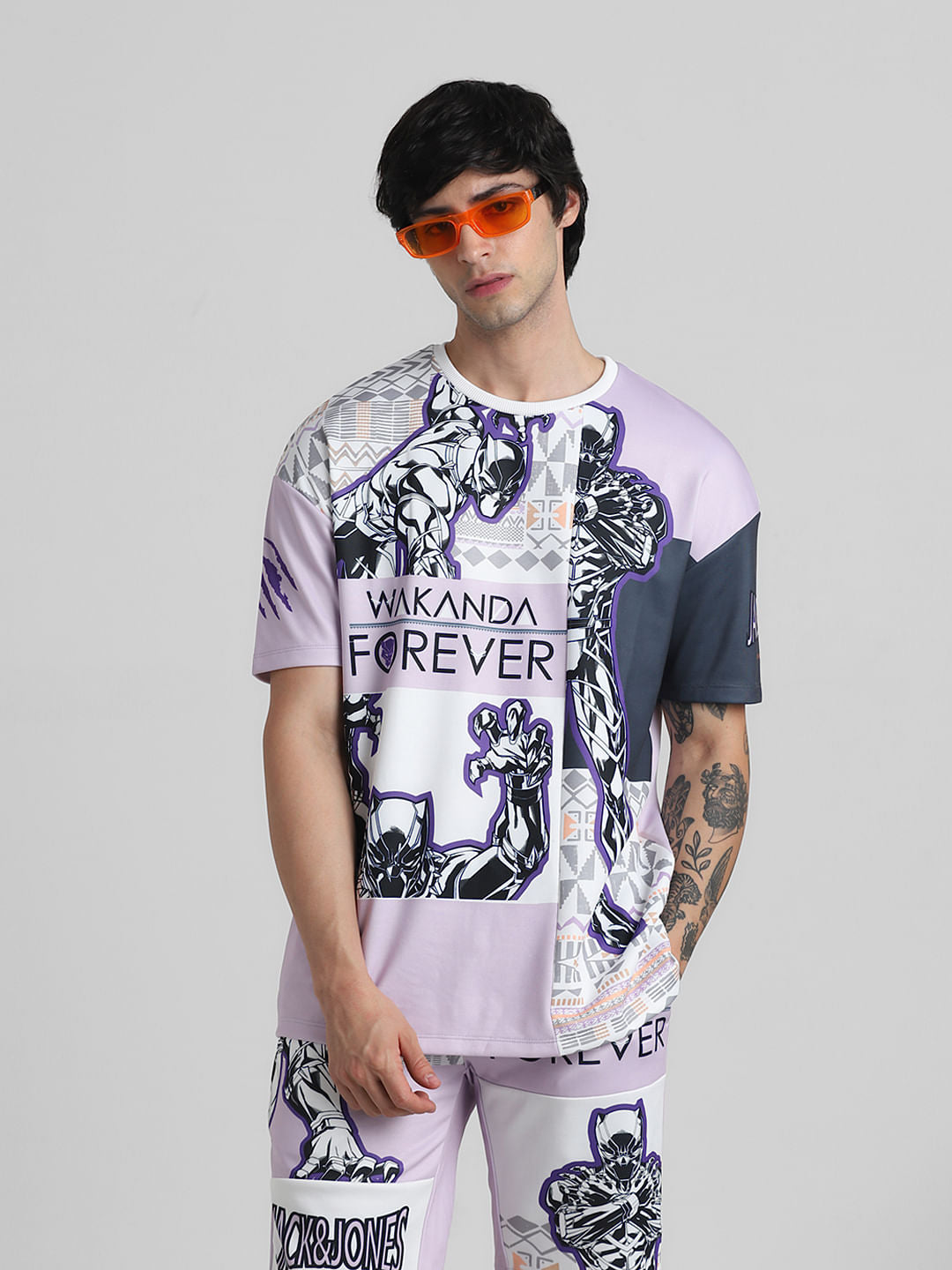 Jack&Jones X Black Panther Purple OVERSIZED Co-ord T-shirt - S