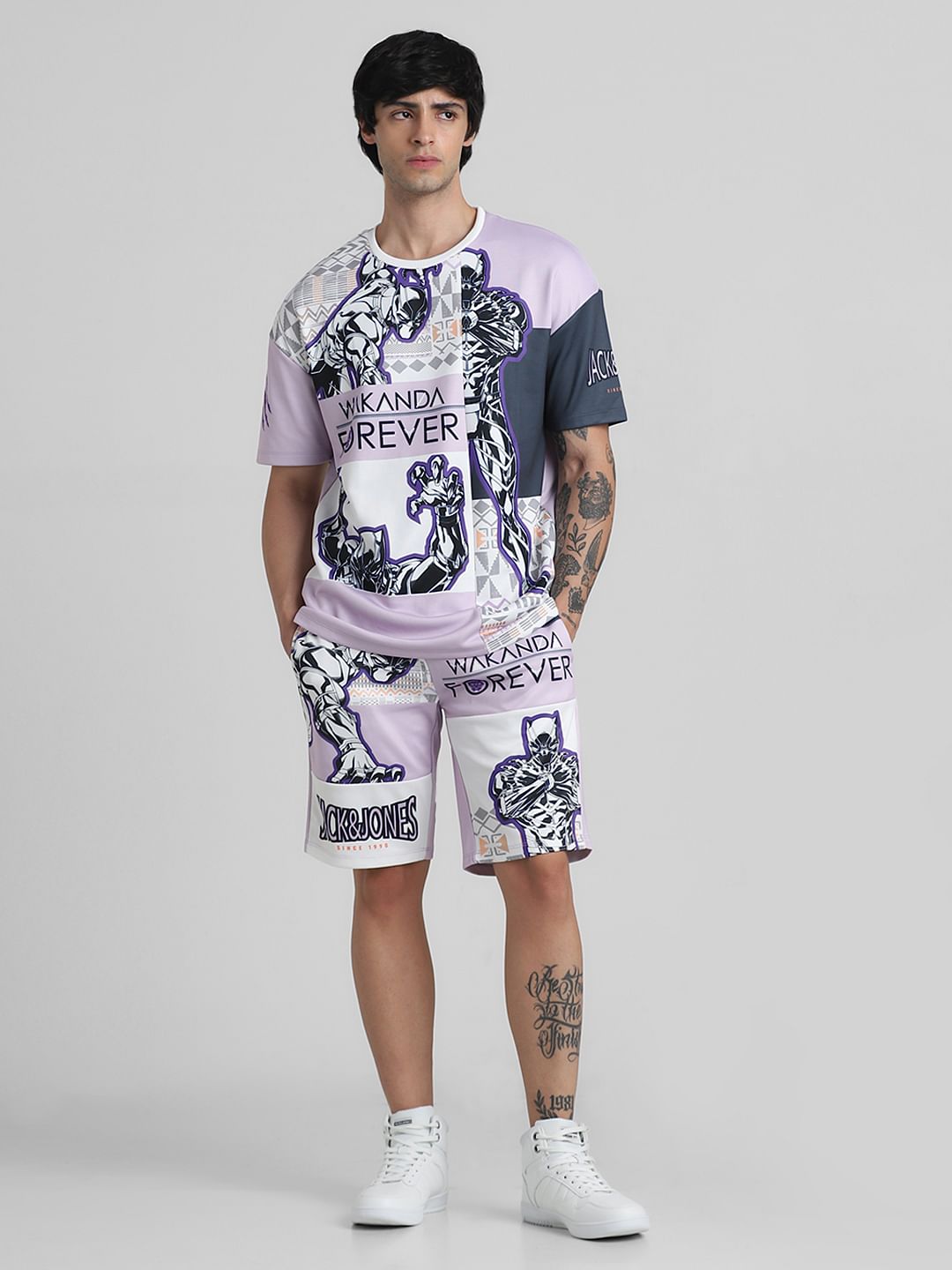 Jack&Jones X Black Panther Purple OVERSIZED Co-ord T-shirt