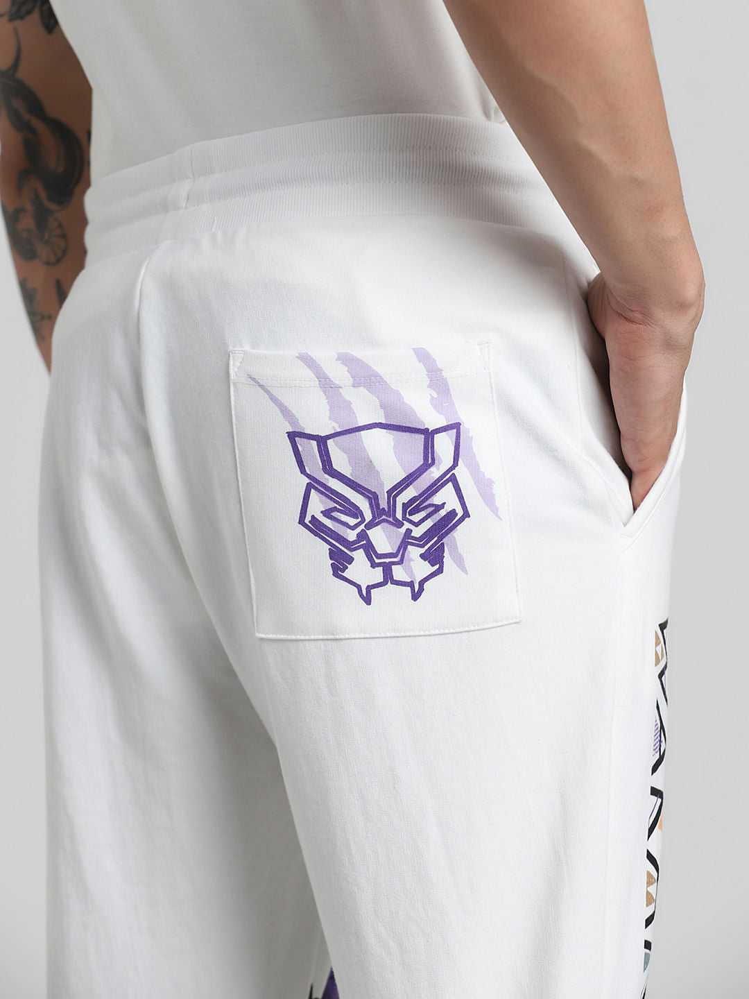 Jack&Jones X Black Panther White Mid Rise Sweatpants